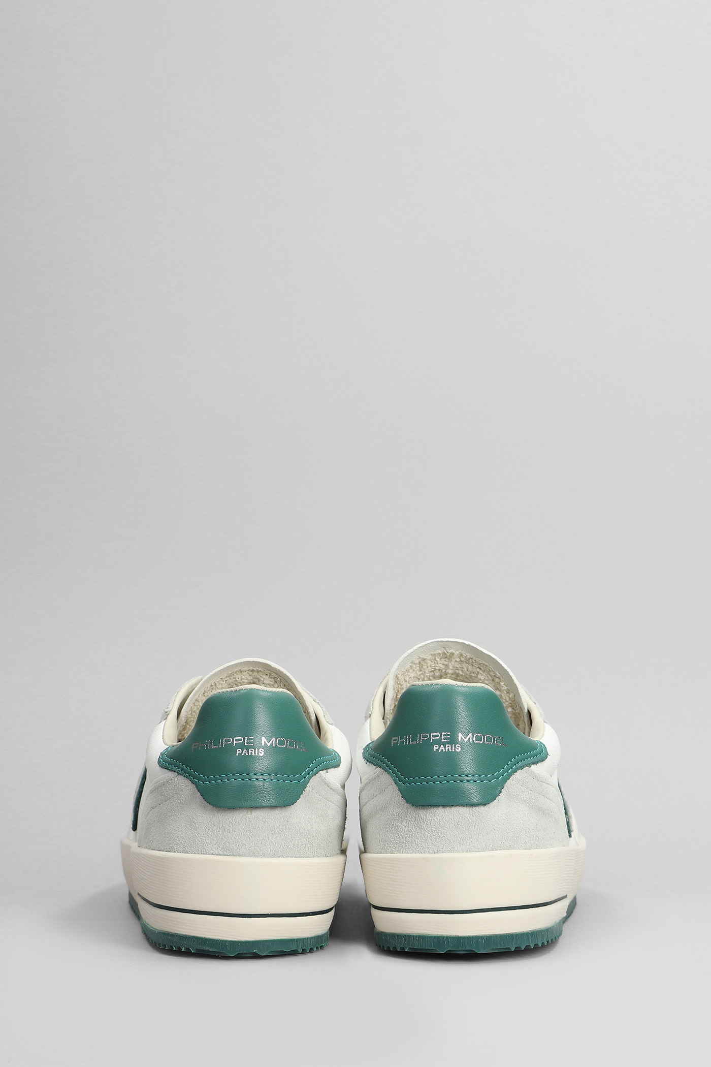 Shop Philippe Model Nice Low Sneakers In White Suede And Leather