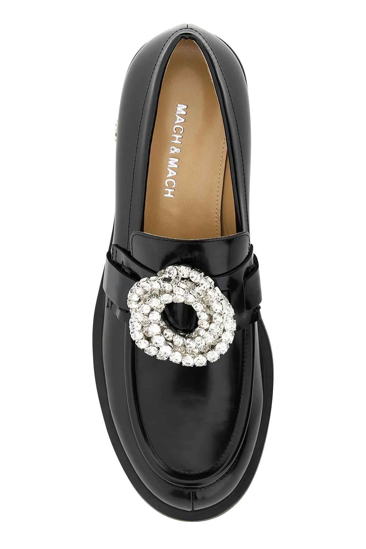 Shop Mach &amp; Mach Black Leather Galaxy Loafers