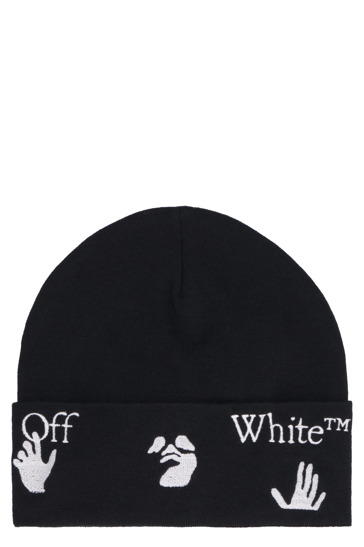 Off-White Ribbed Wool Beanie