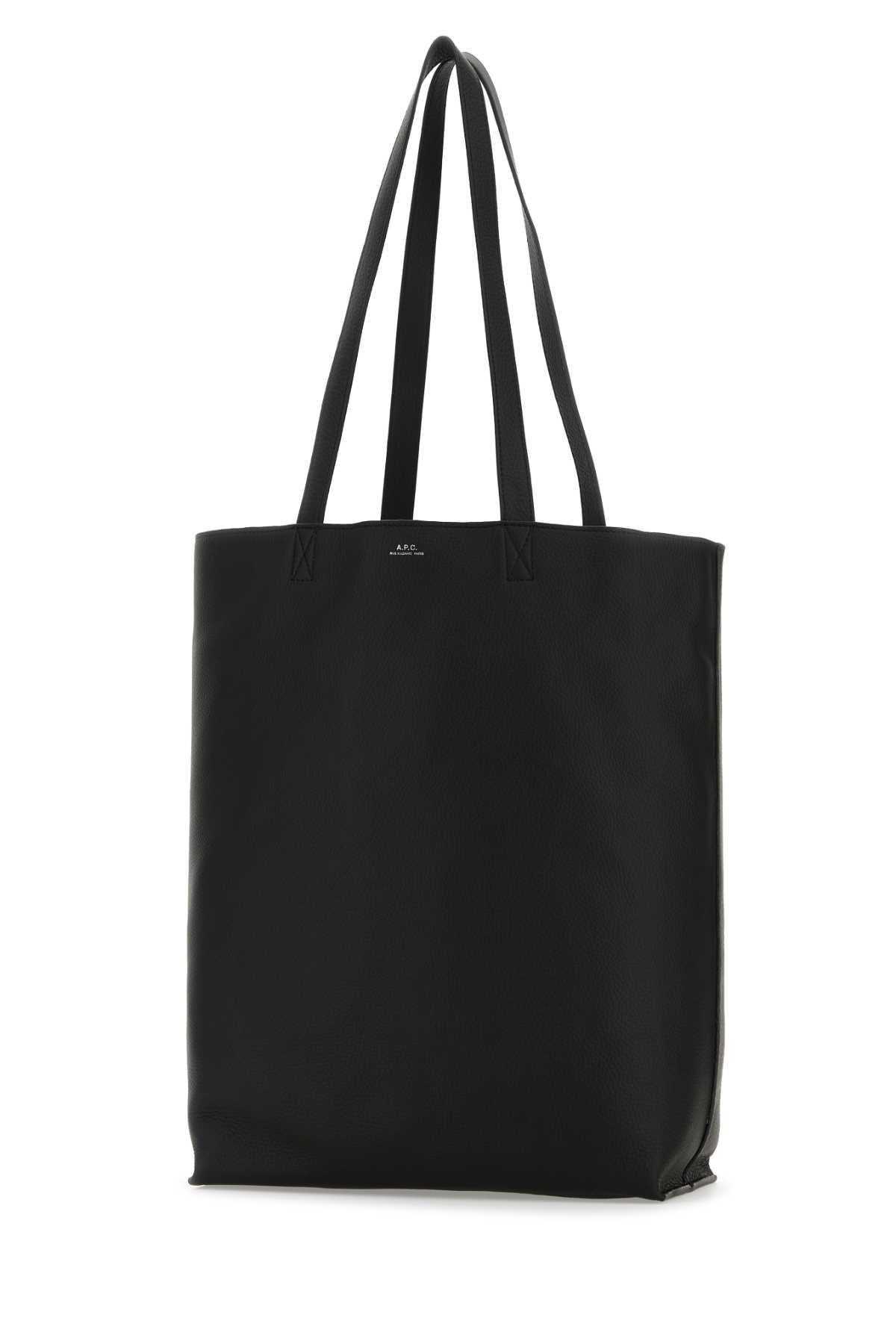 Apc A.p.c. Black Leather Maiko Shopping Bag