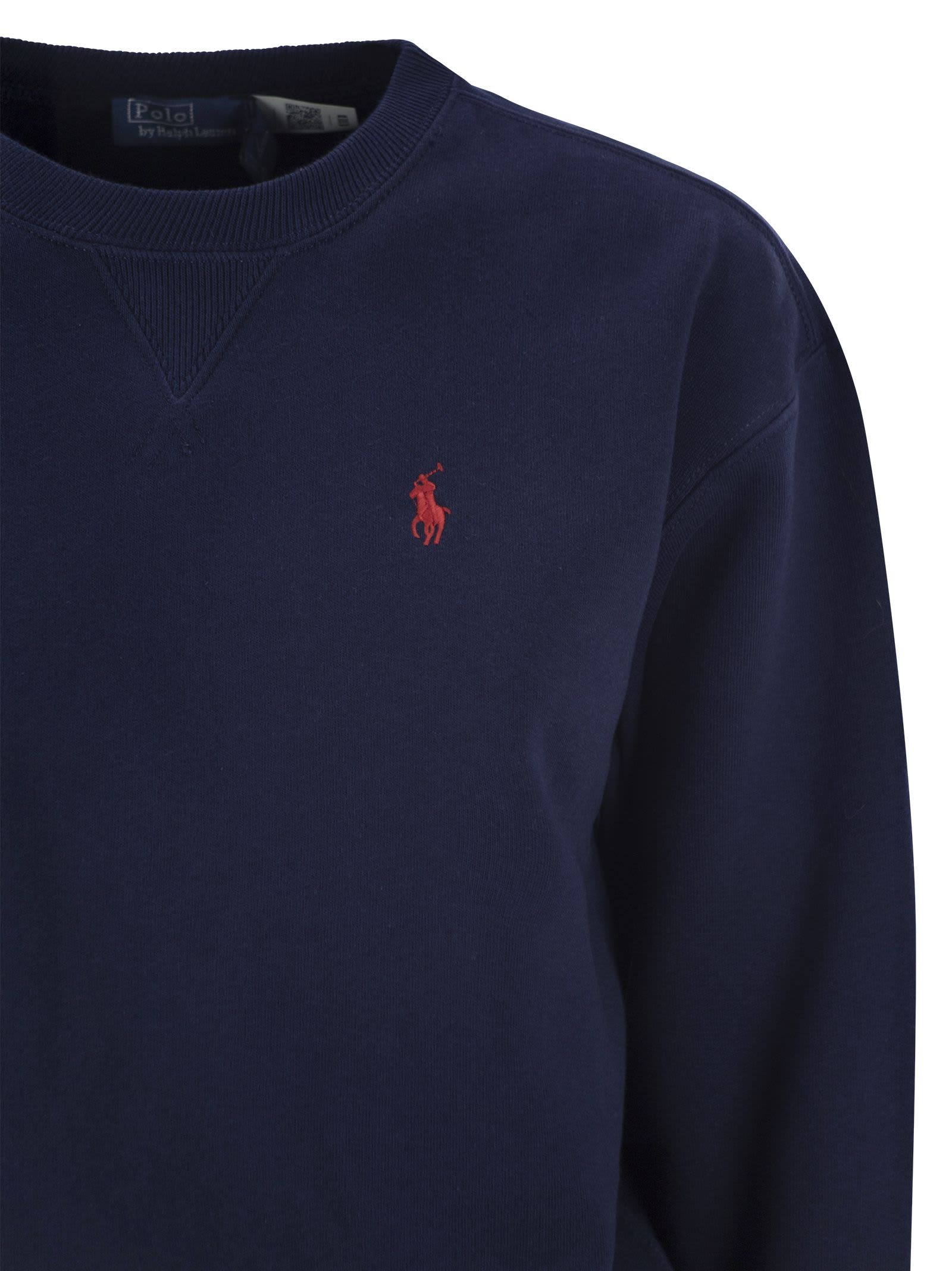 Shop Polo Ralph Lauren Crewneck Sweatshirt In Navy