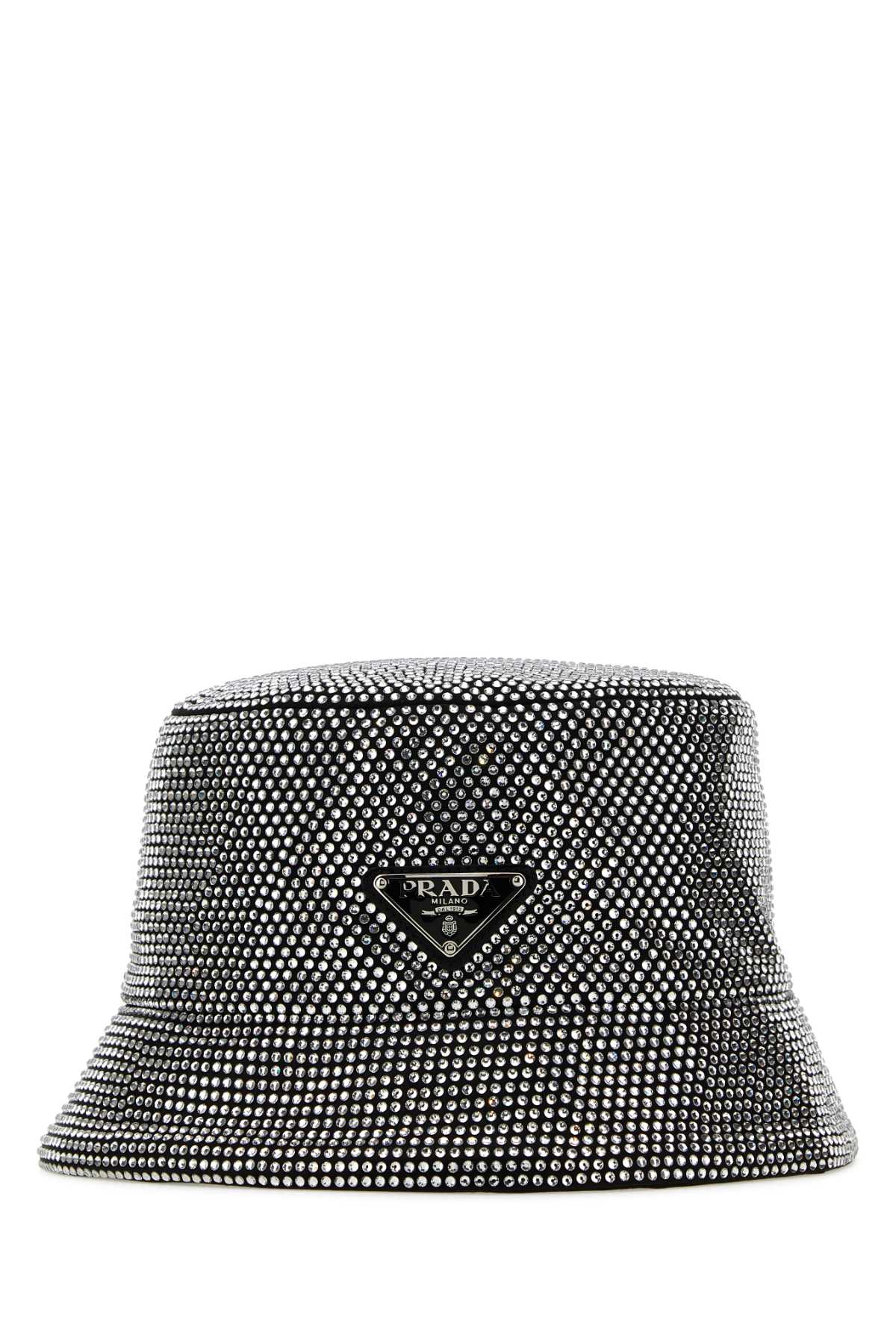 Shop Prada Embellished Fabric Bucket Hat In Cristal