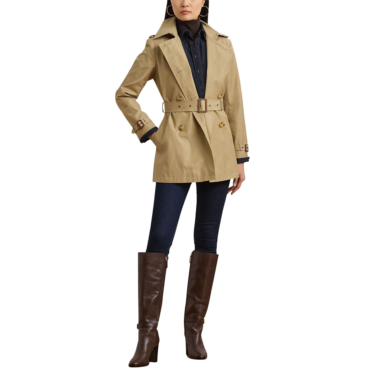 RALPH LAUREN DOUBLE BREAST BELT TR 30 LINED COAT
