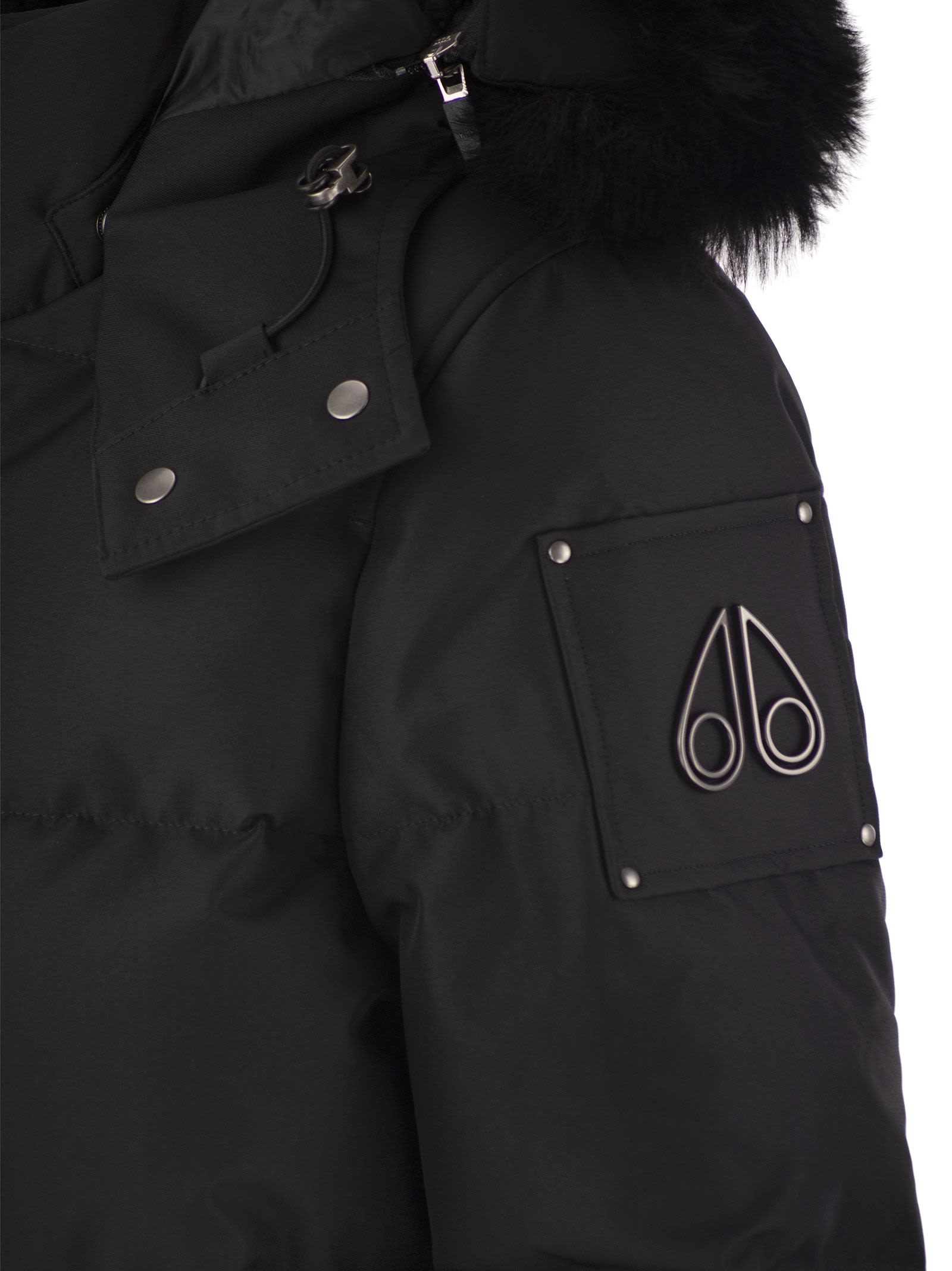Shop Moose Knuckles Cloud 3q - Down Jacket With Hood And Fur In Black