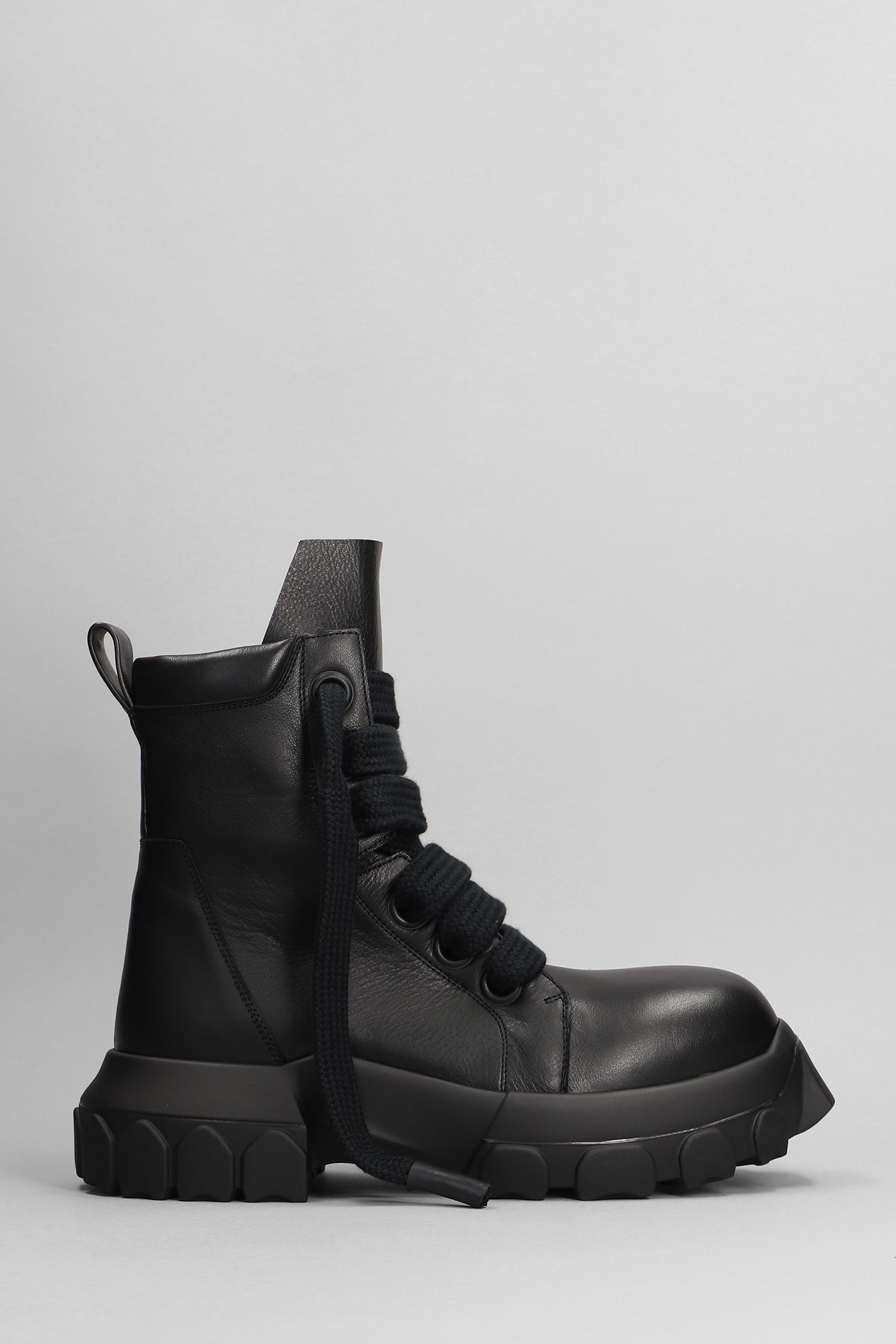 Shop Rick Owens Jumbolaced Combat Boots In Black Leather