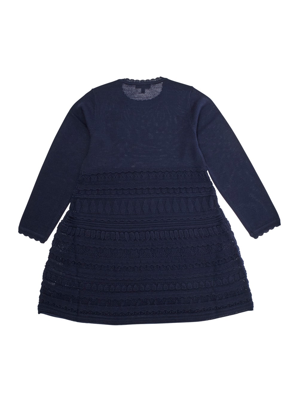 Emporio Armani Blue Dress With Round Neck And Logo Embroidery On The Front In Wool Blend Girl In Blue