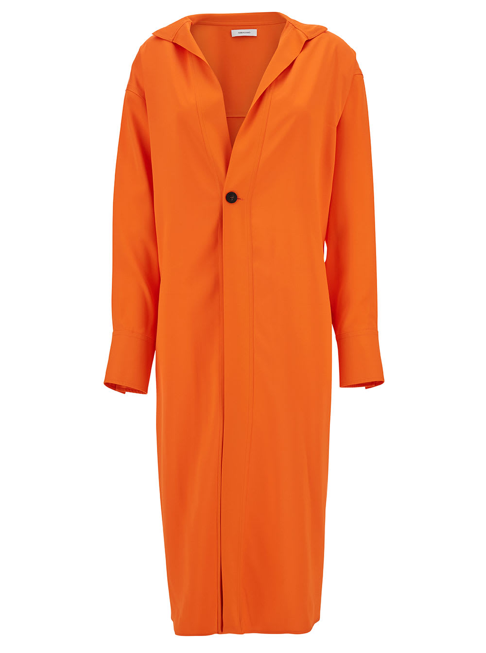 Shop Ferragamo Orange Single-breasted Coat With A Single Button In Stretch Viscose Blend Woman