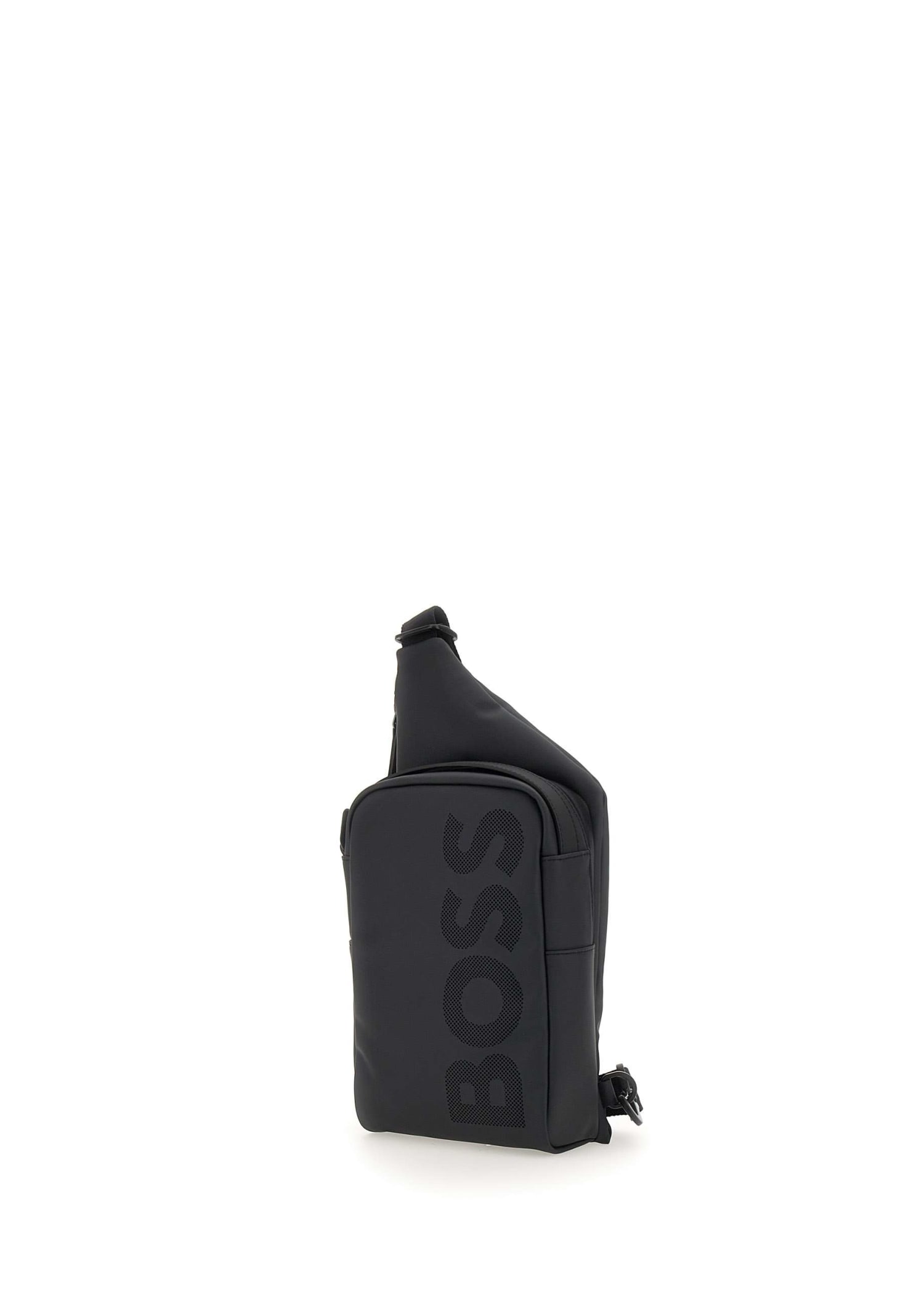 Boss Mens Goodwin Black Rubberised Logo Crossbody Bag