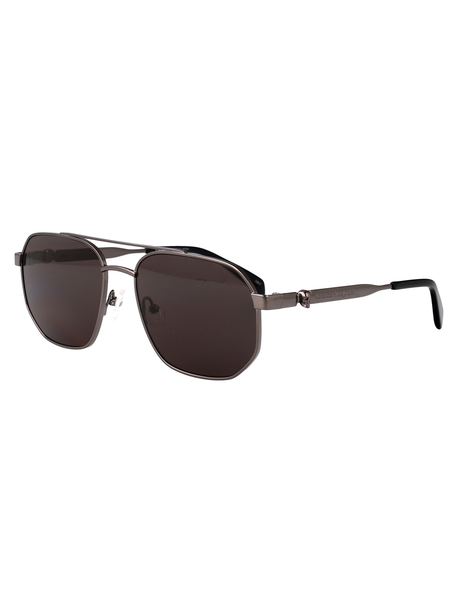 Alexander Mcqueen Am0458s Sunglasses In 001 Ruthenium Ruthenium Grey