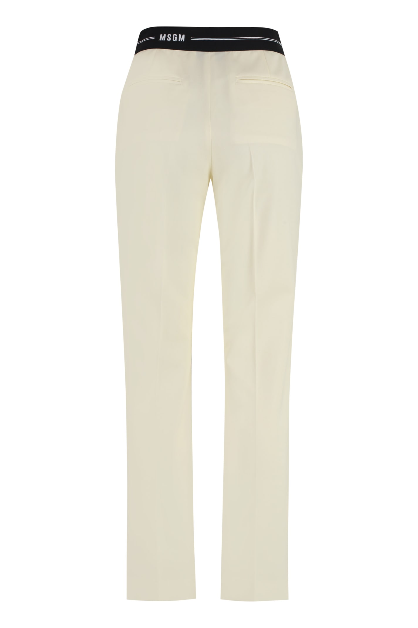 Shop Msgm Wool Trousers In Ivory