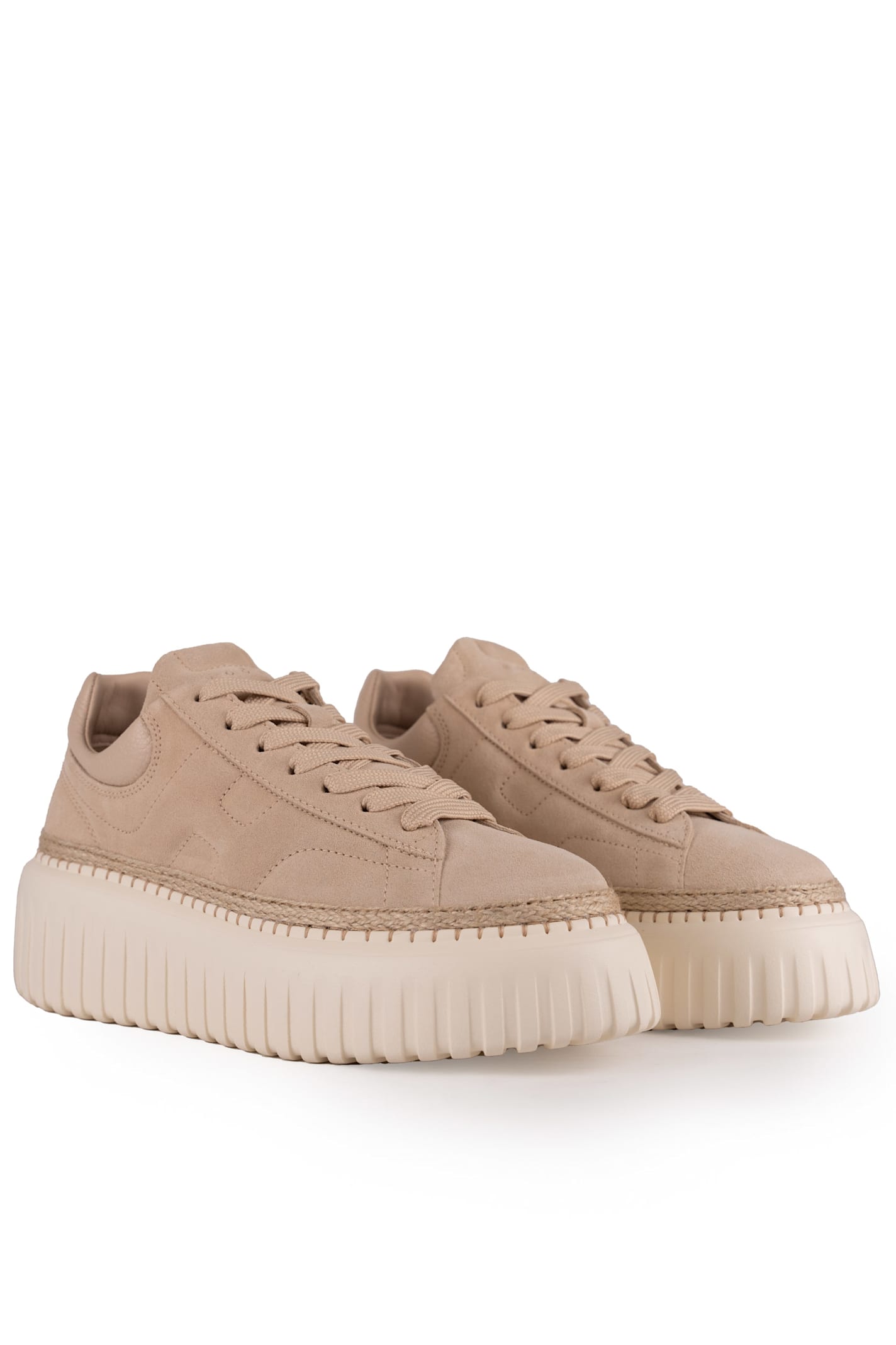 Hogan H-stripes Sneakers In Suede In Avorio