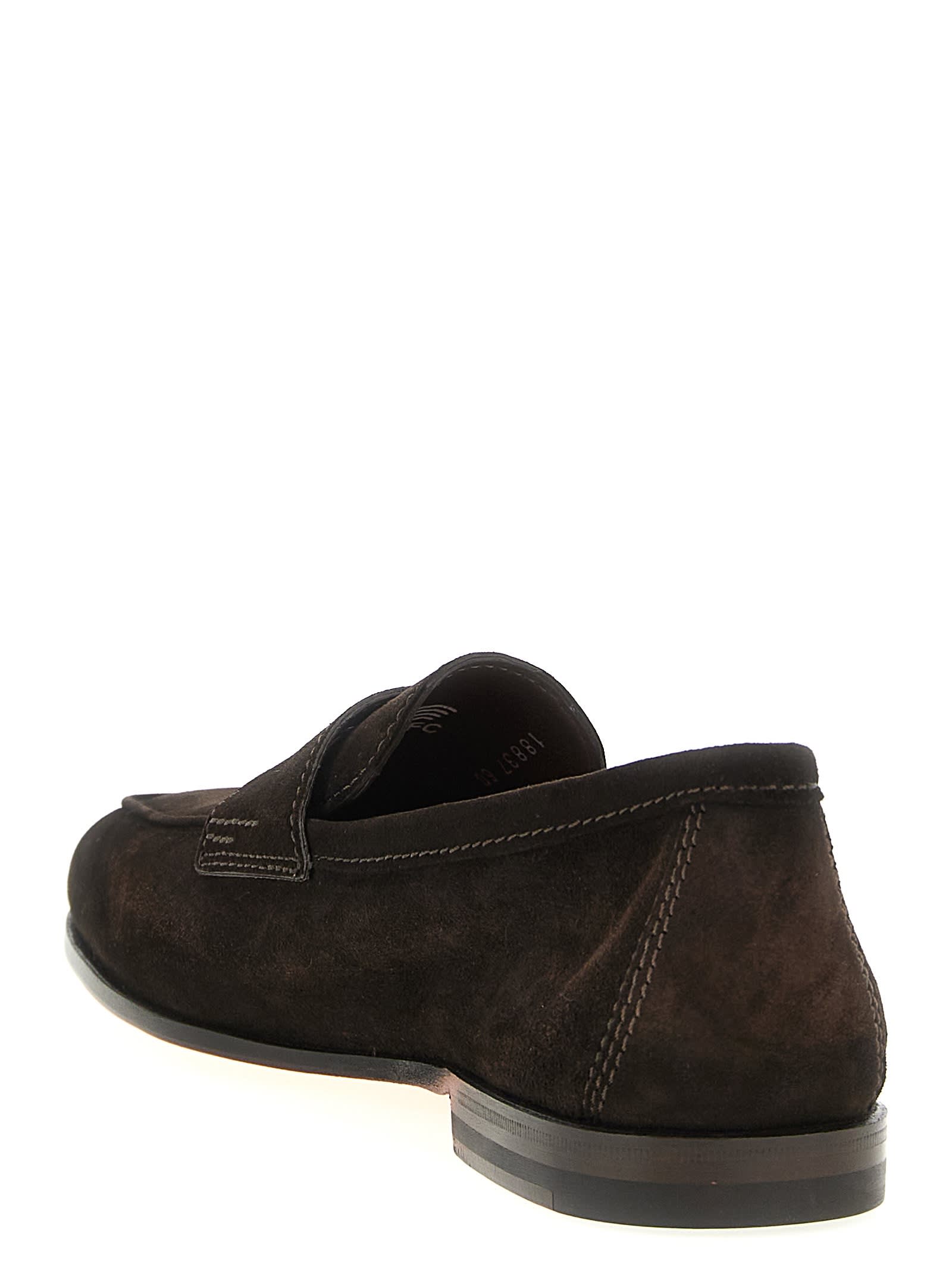 Santoni Carlos Suede Loafers In Brown