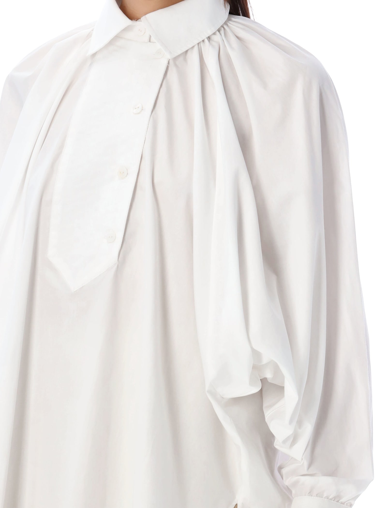 Patou Relaxed Fit Cotton Blouse With High Neck In White