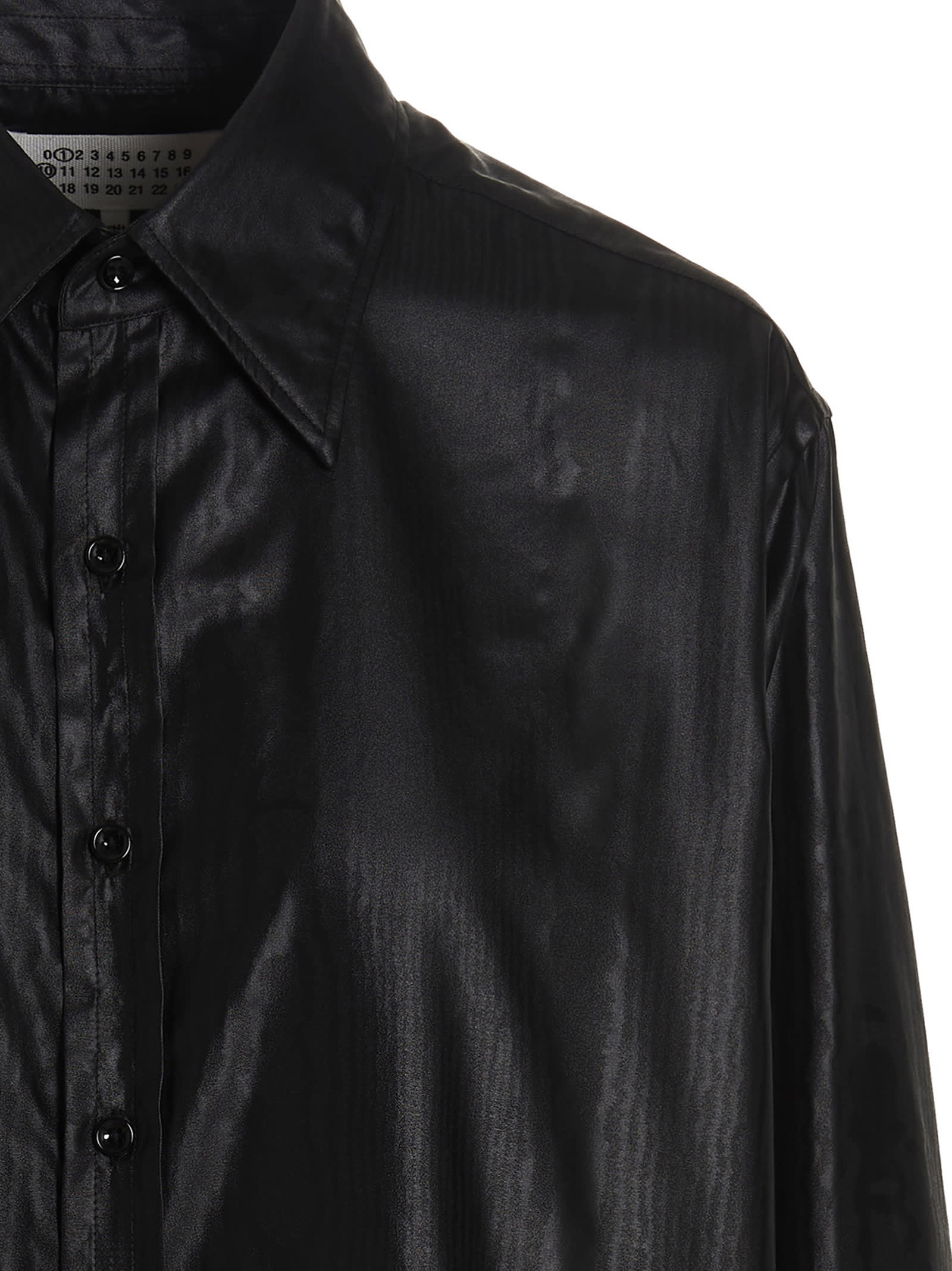Shop Maison Margiela Coated Satin Shirt In Black