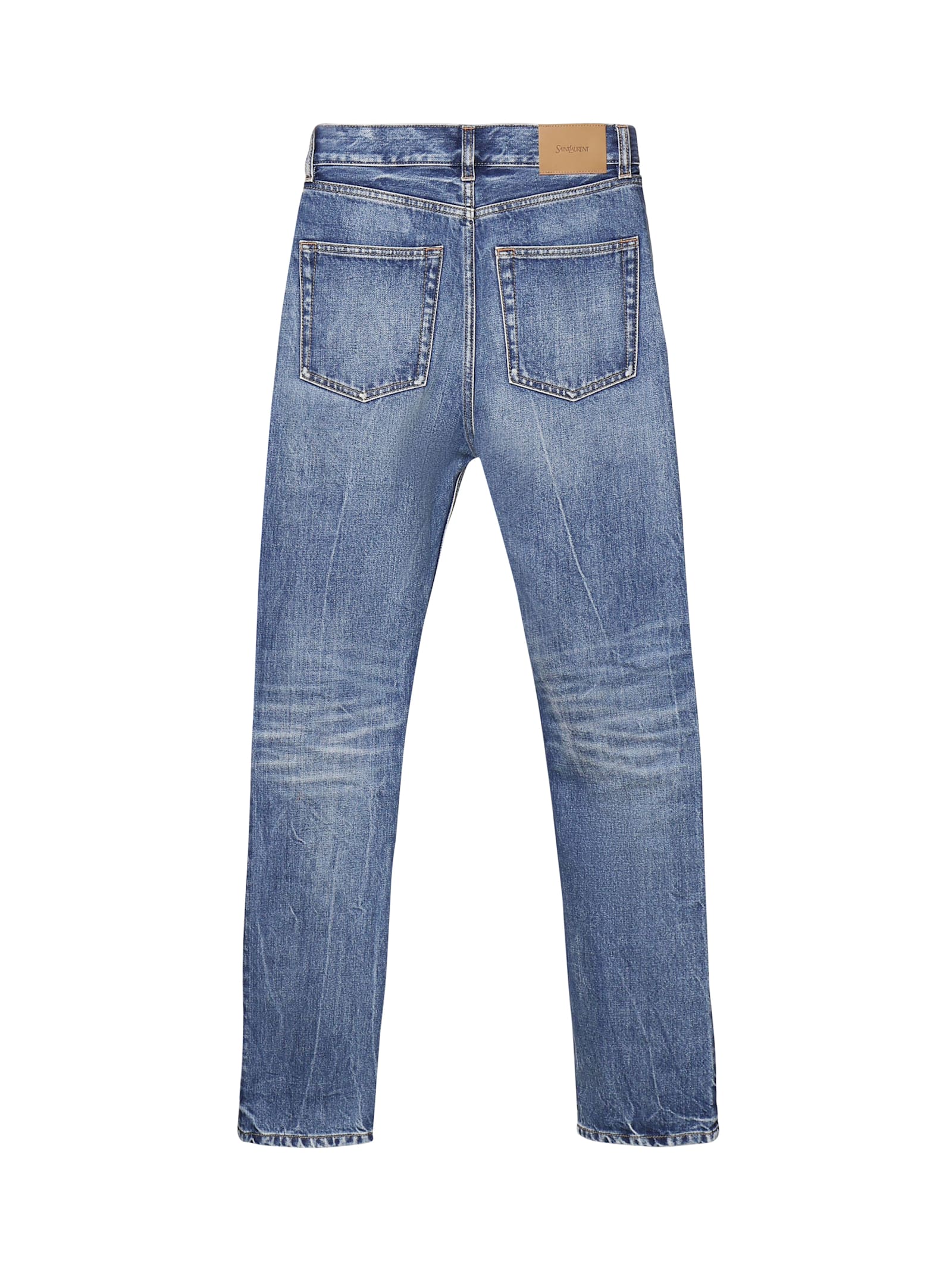 Shop Saint Laurent 90s High Waist Slim Fit Jeans In Blue