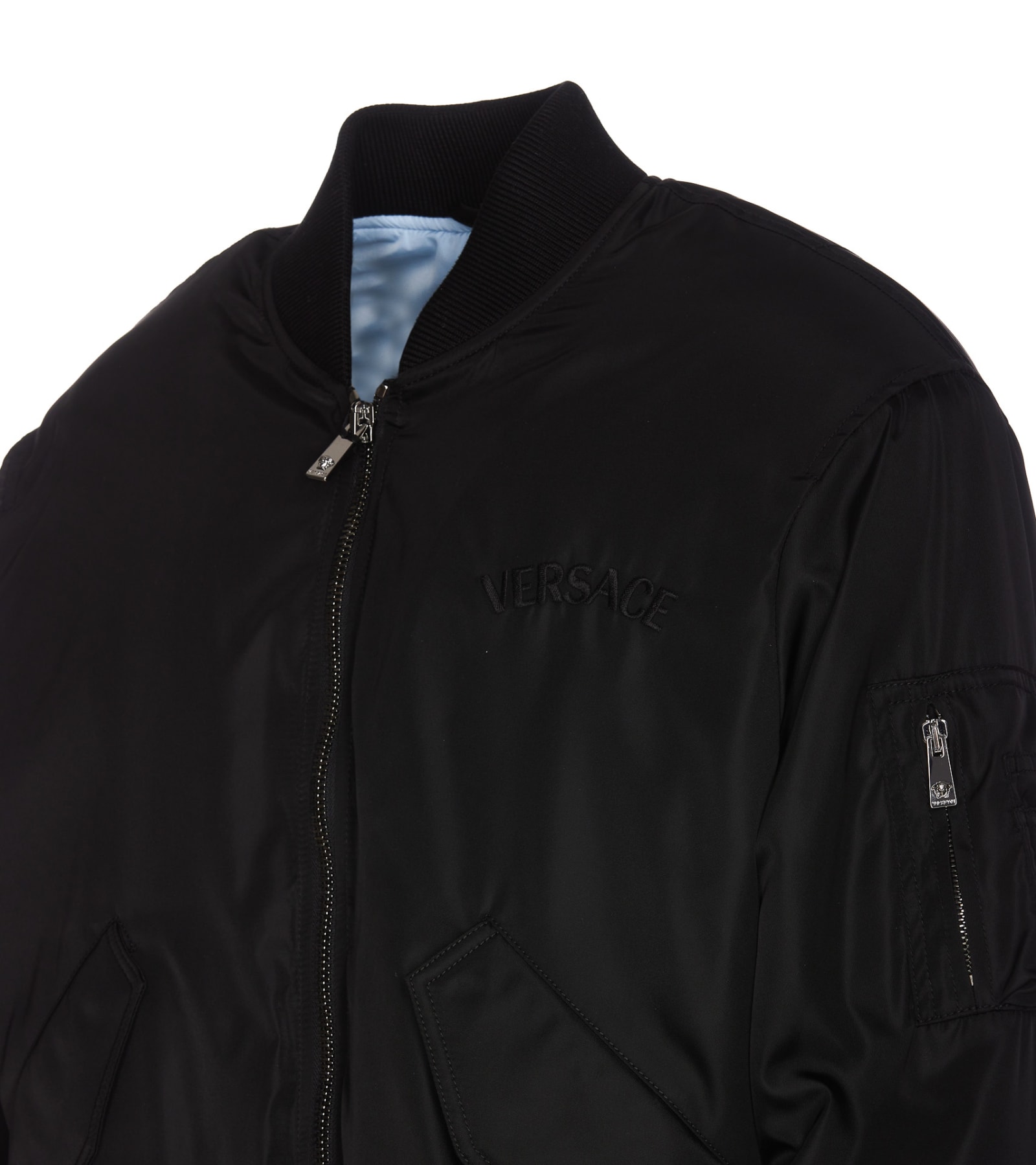 Shop Versace Logo Bomber Jacket In Black