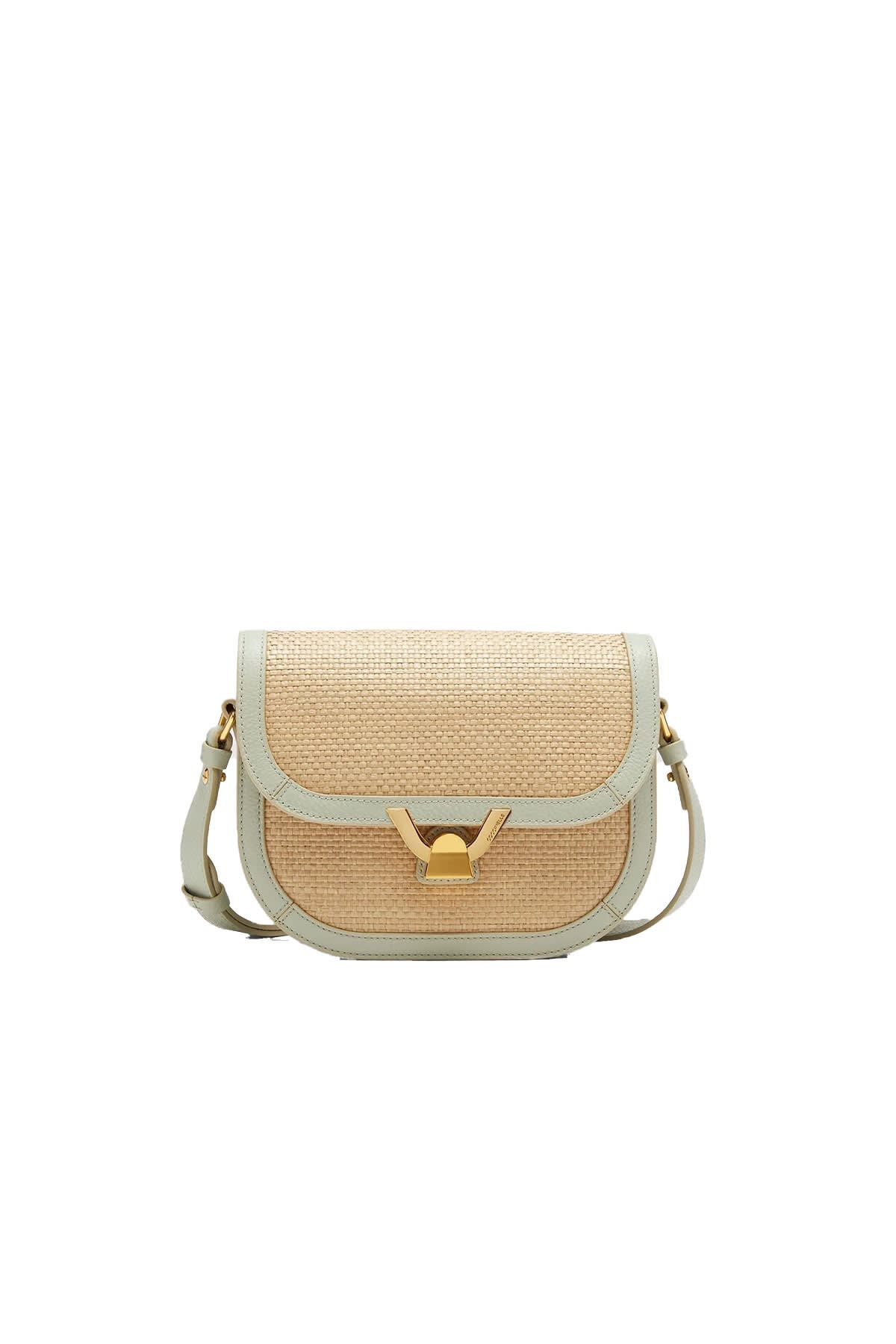 Shop Coccinelle Dew Straw Small Bag In Natural/cela Gr.