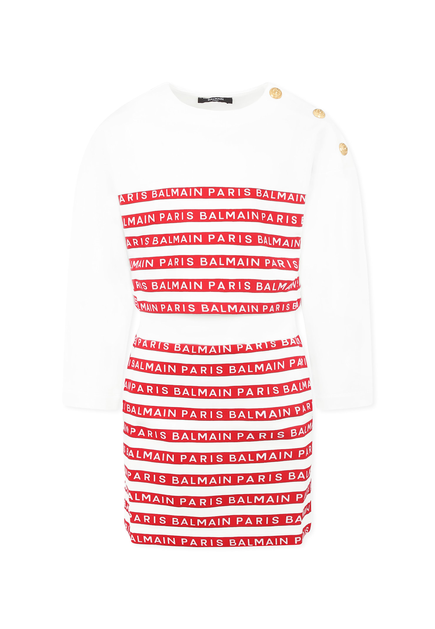 Balmain White Suit For Girl With Logo In White