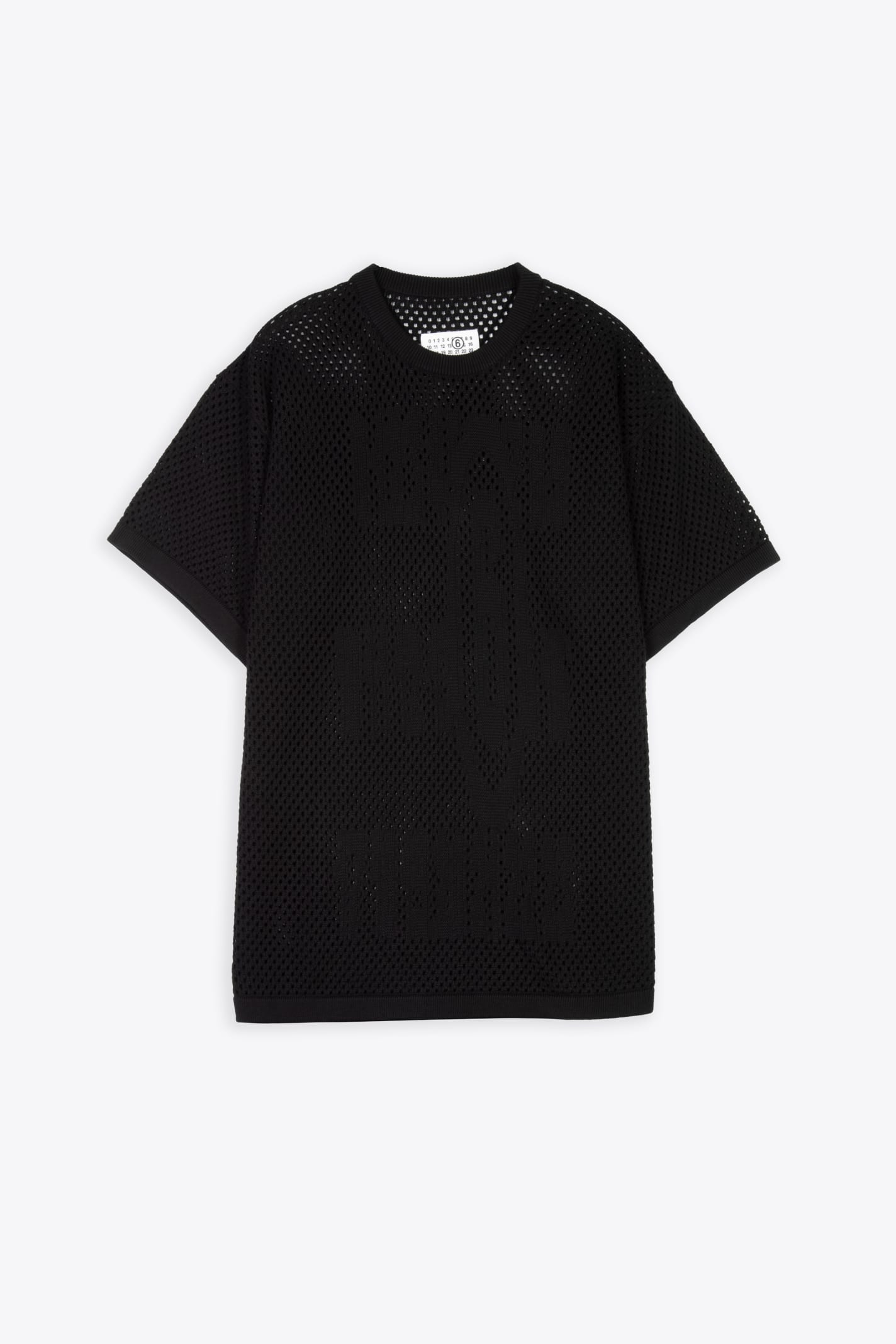 Shop Mm6 Maison Margiela Girocollo Black Knitted T-shirt With Logo In Nero
