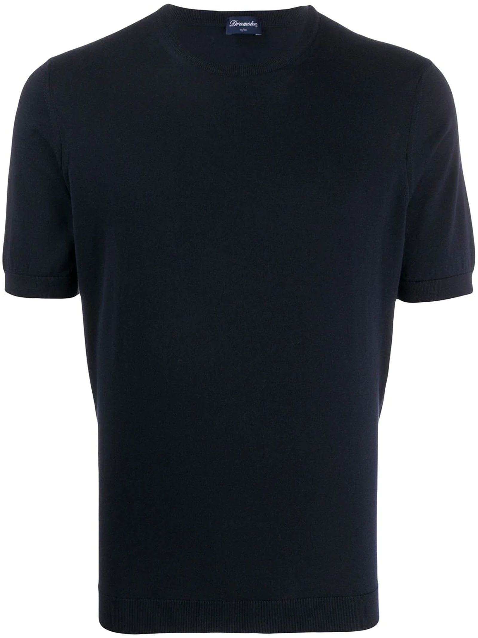 Drumohr Dark Blue Cotton Classic Knit T-shirt