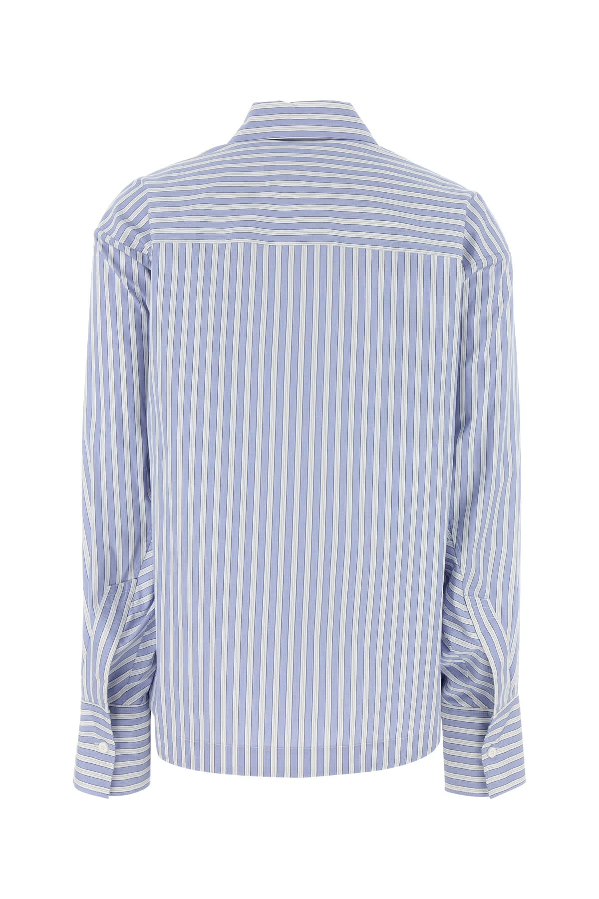 Attico Blue And White Striped Oversized Cotton Shirt In Whitenavyblue
