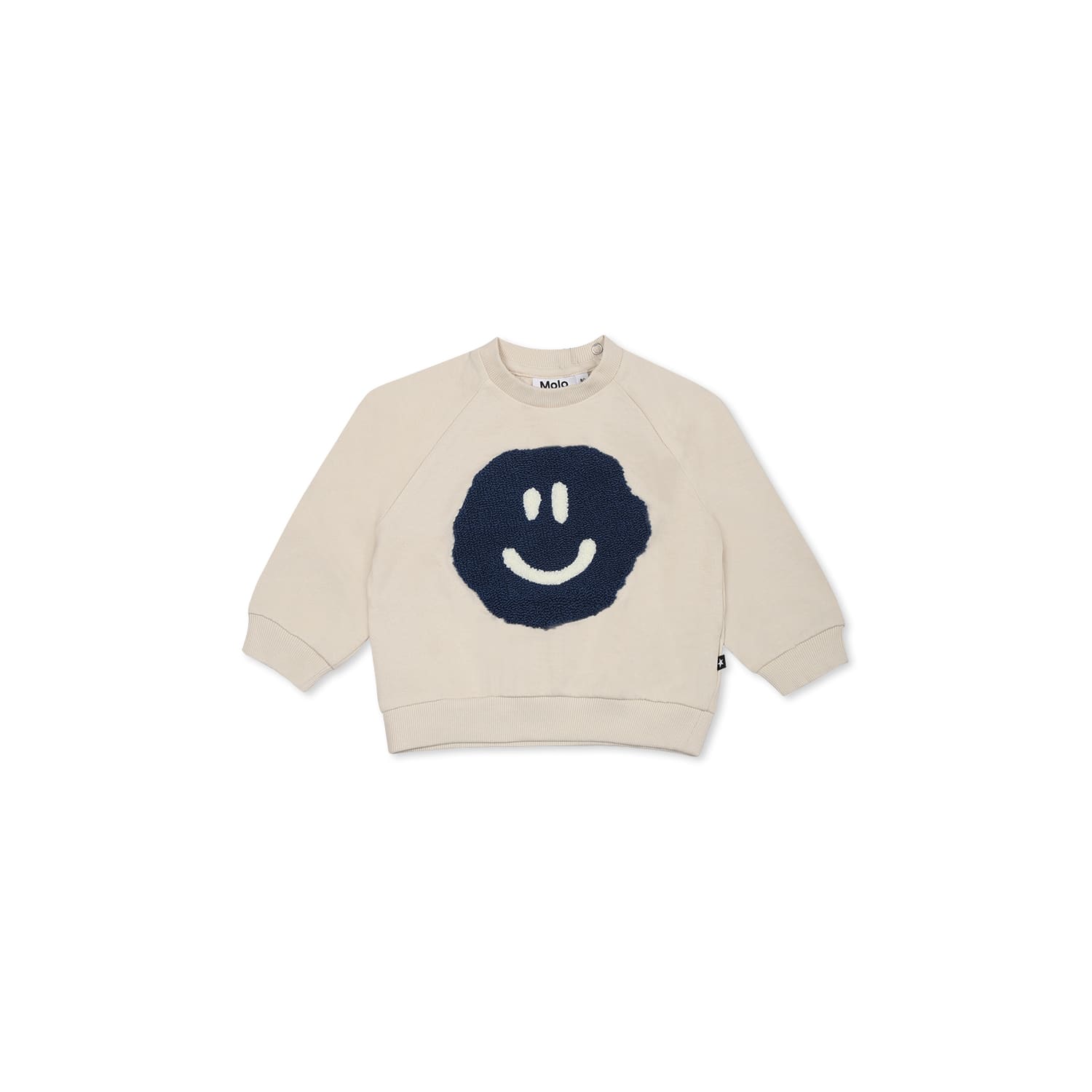 Molo Ivory Sweatshirt For Babykids With Smiely In Ivory