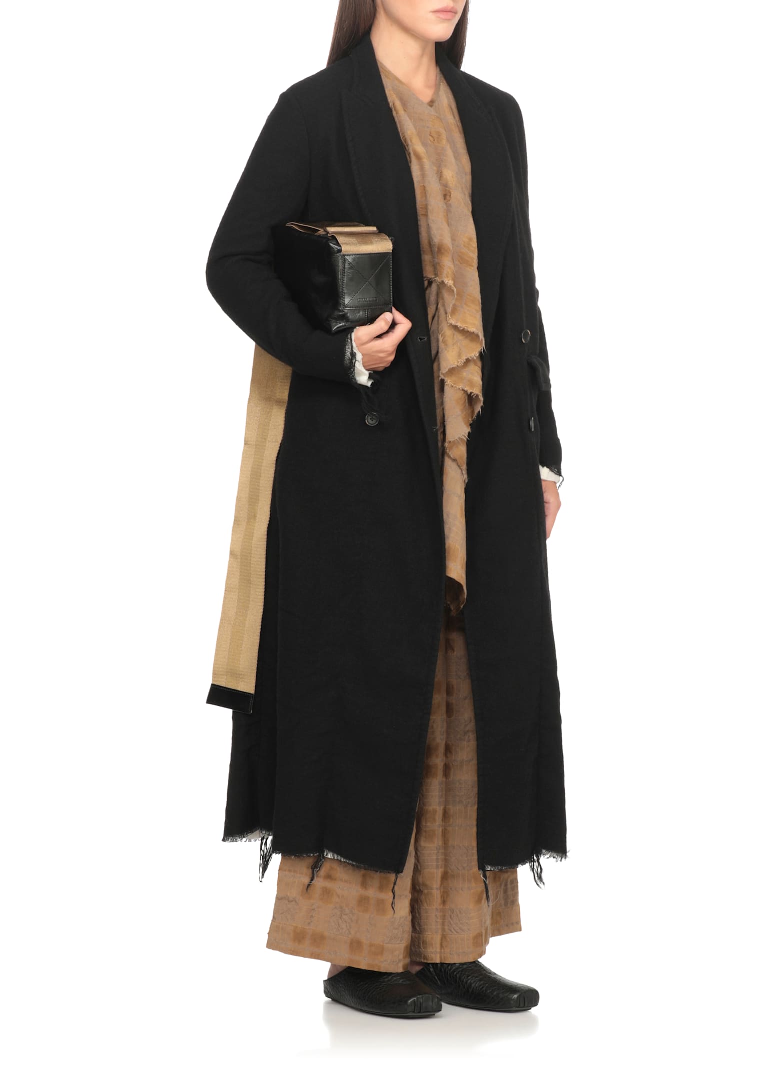 Uma Wang Wide Leg Trousers Elastic Waistband In Brown