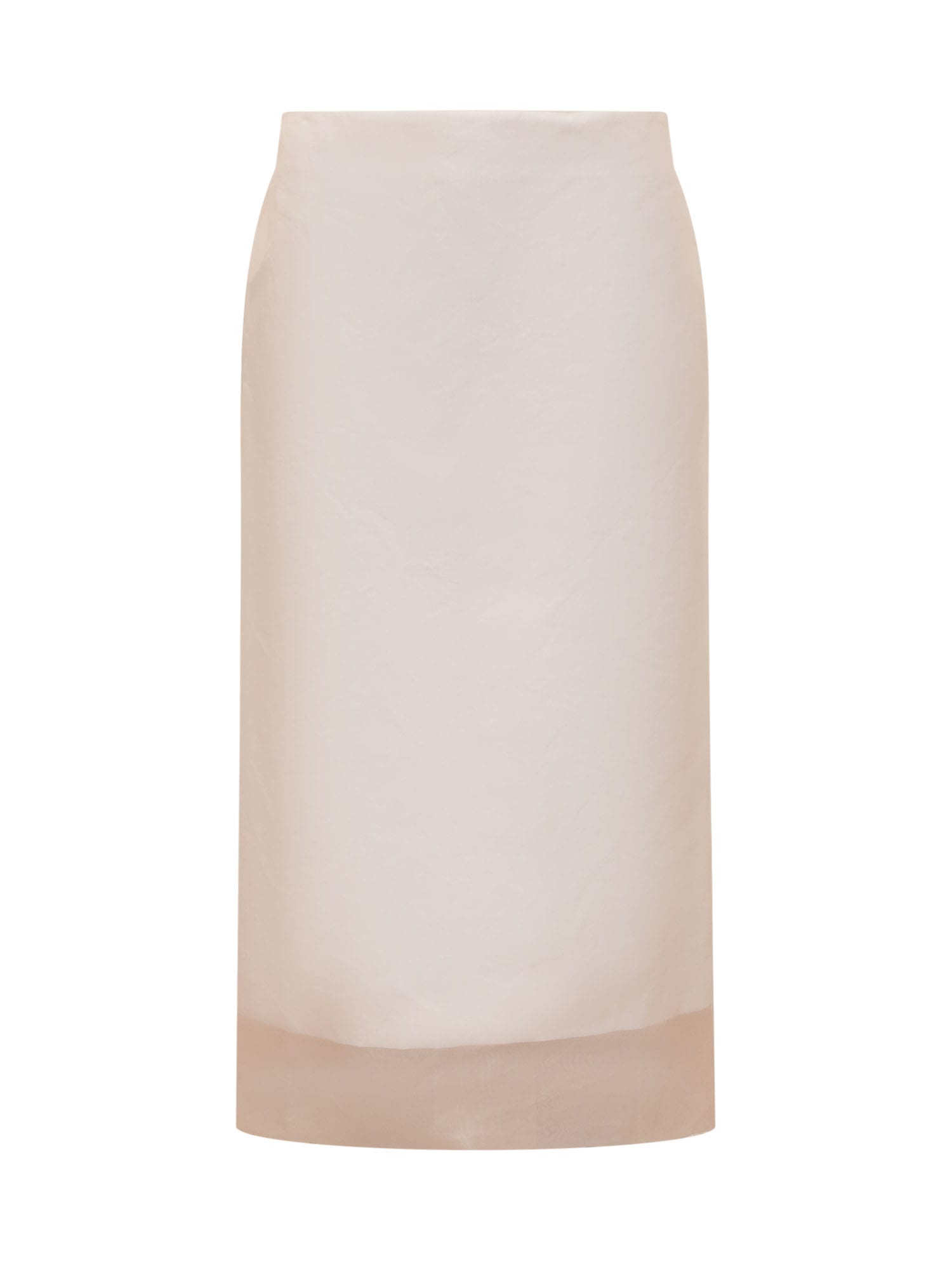 Shop Sportmax Cotton And Linen Blend Skirt In Bianco-blush