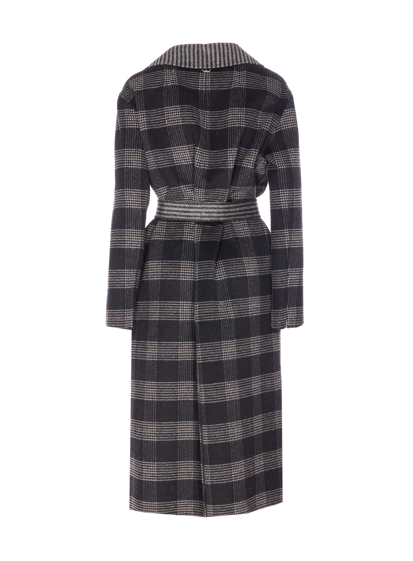 Twinset Twin Set Reversible Coat With Double Cloth In Black