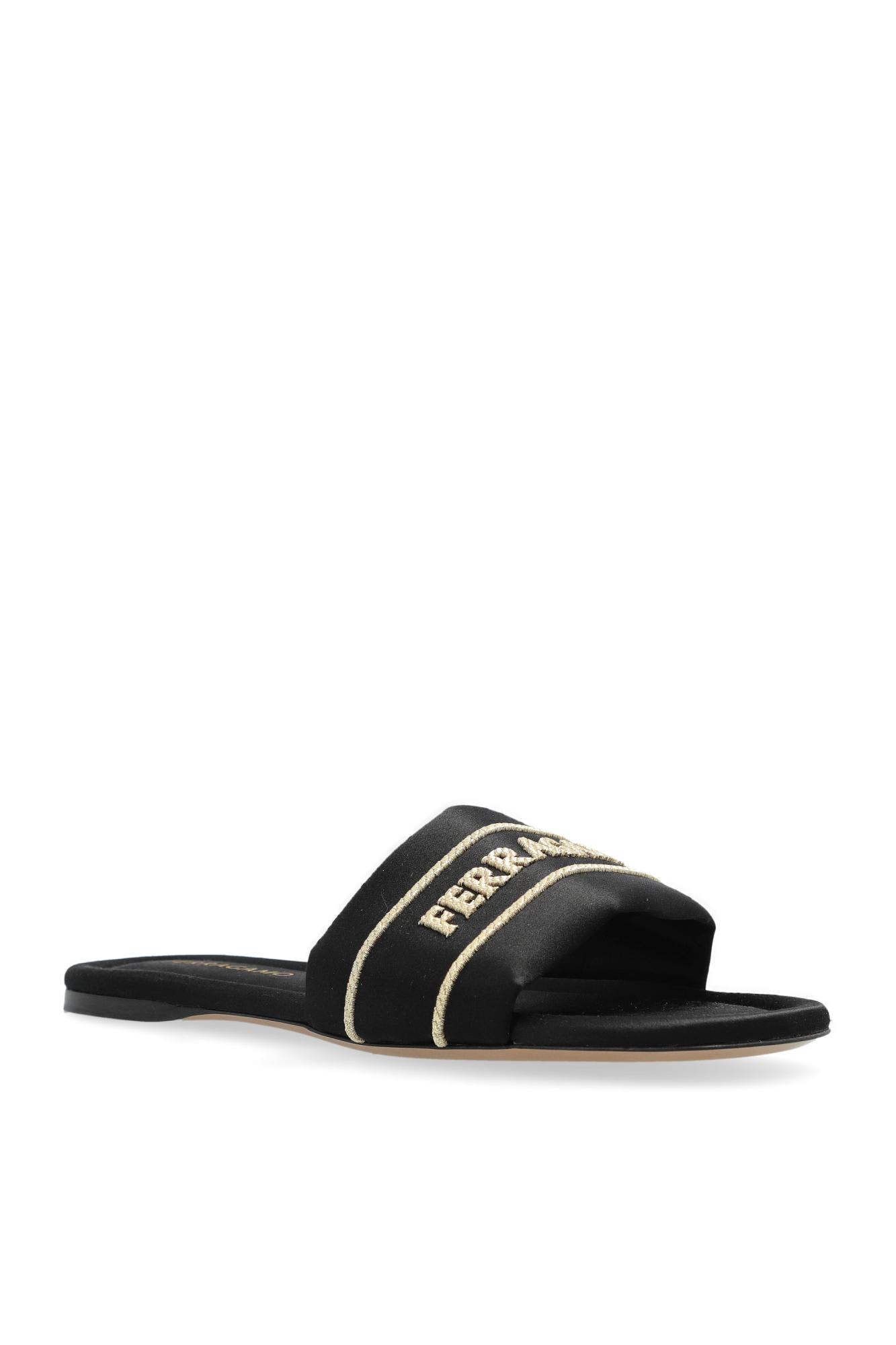 Ferragamo Elegant Satin And Leather Sandals For Women In Black