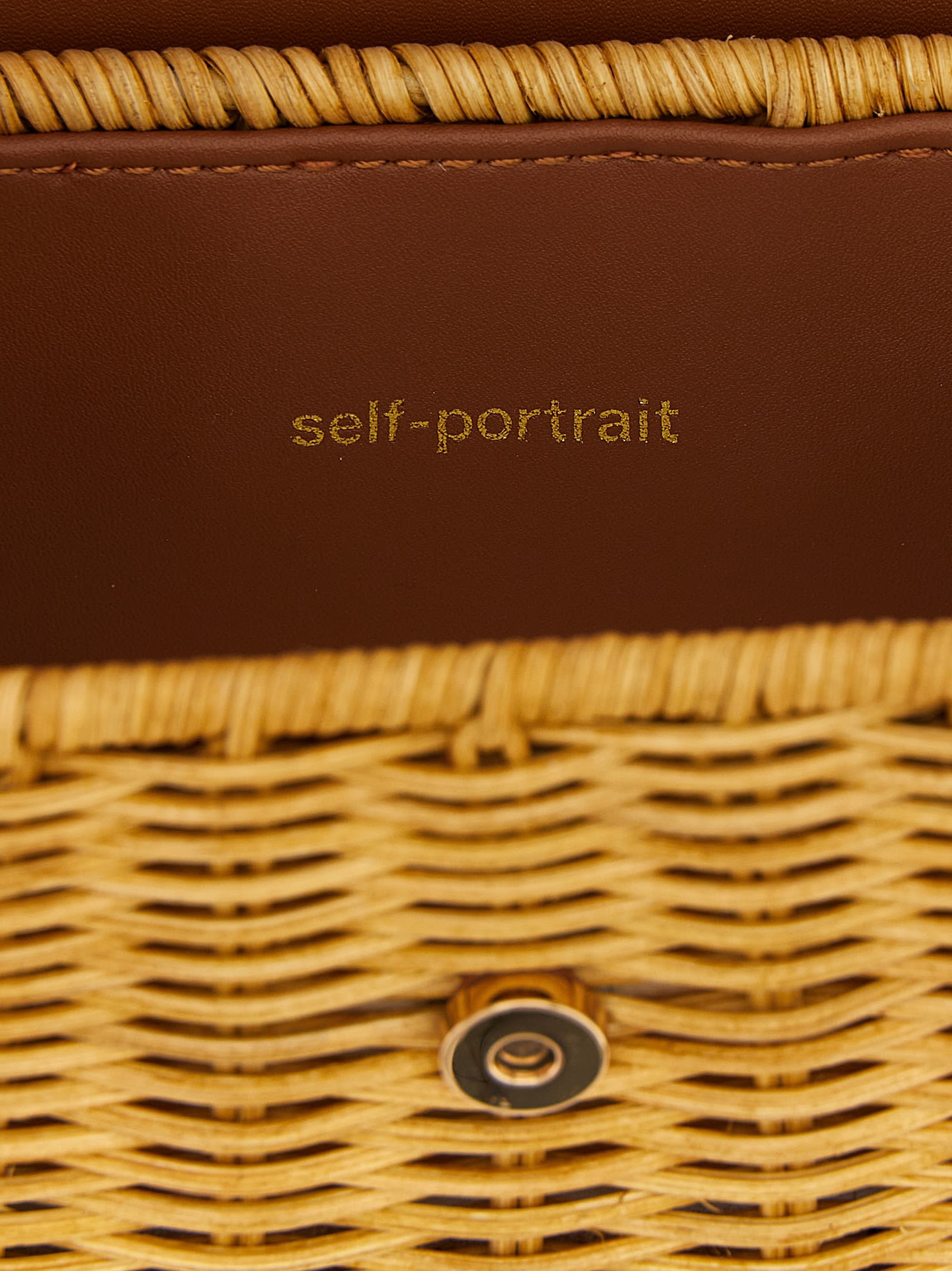 Self-portrait Rattan Micro Bow Handbag In Brown