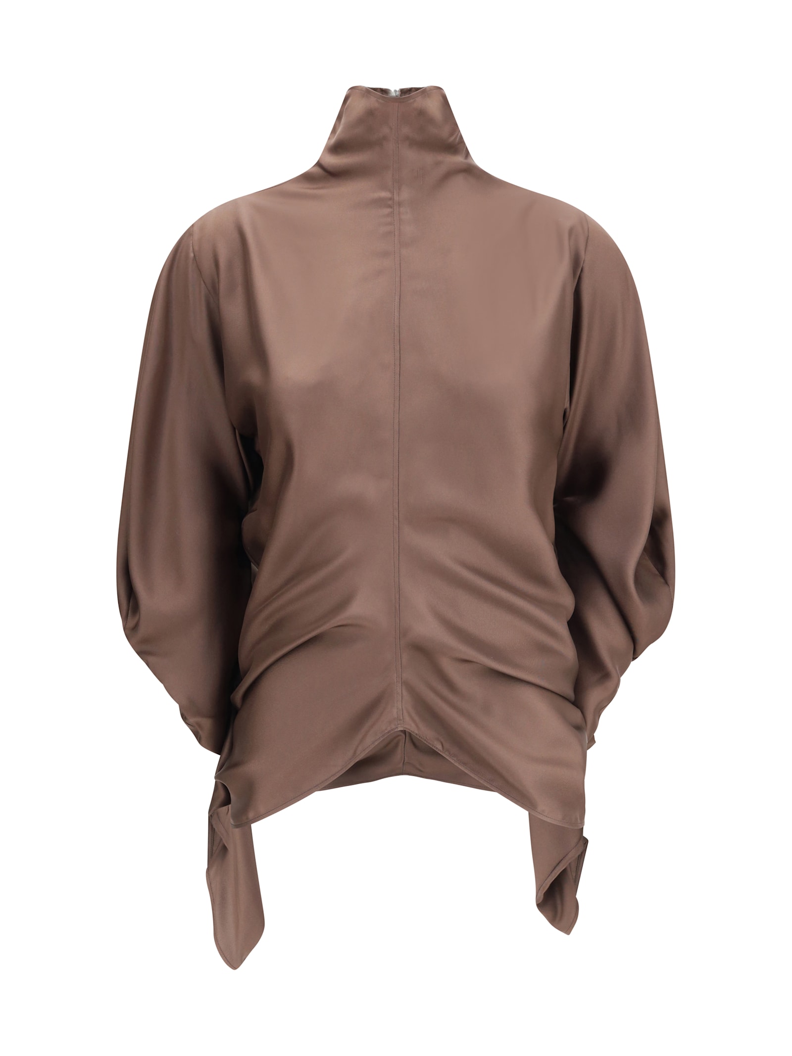 The Row Miles Silk Blouse In Brown