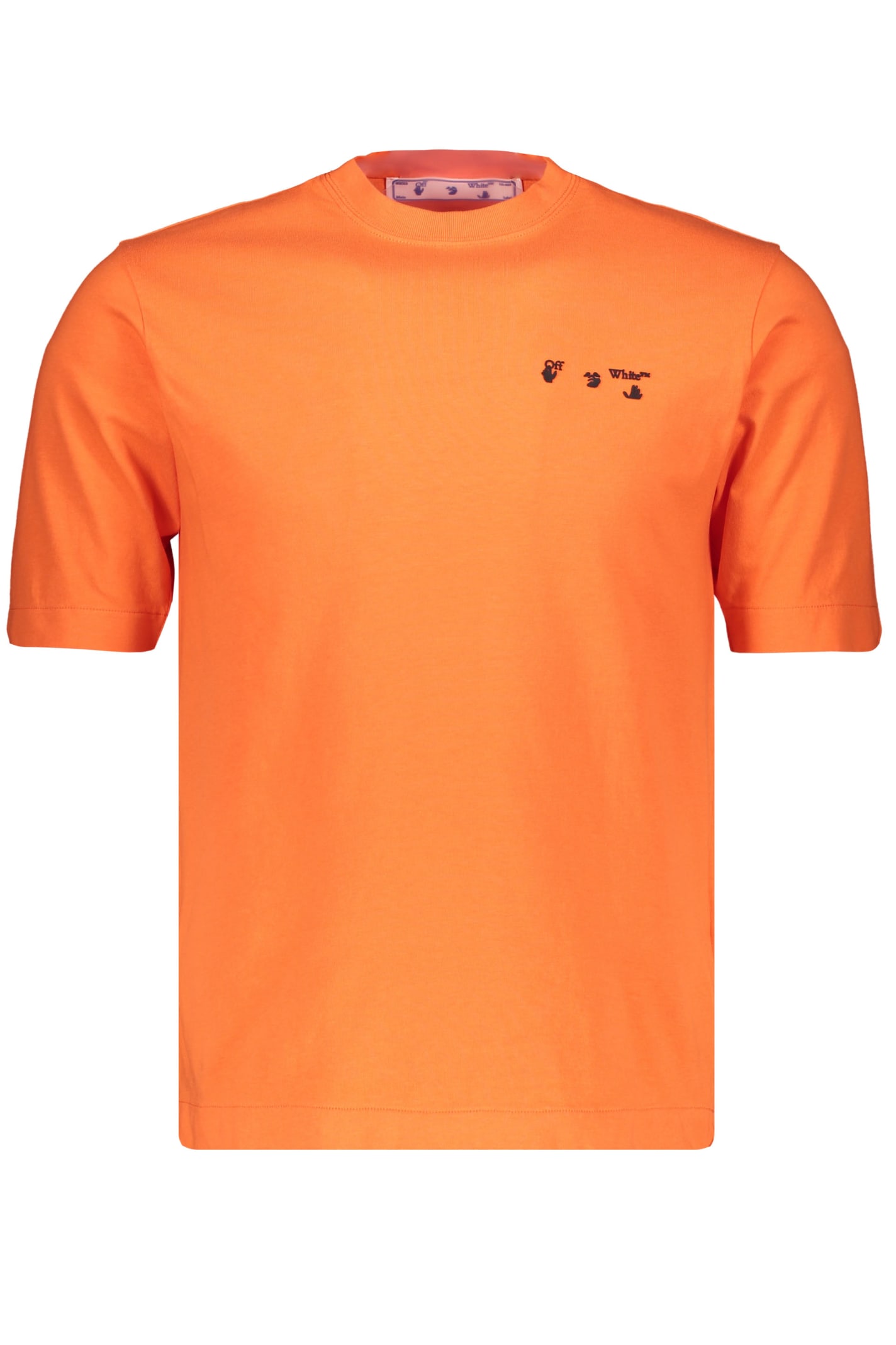 Off-white Logo Cotton T-shirt In Orange