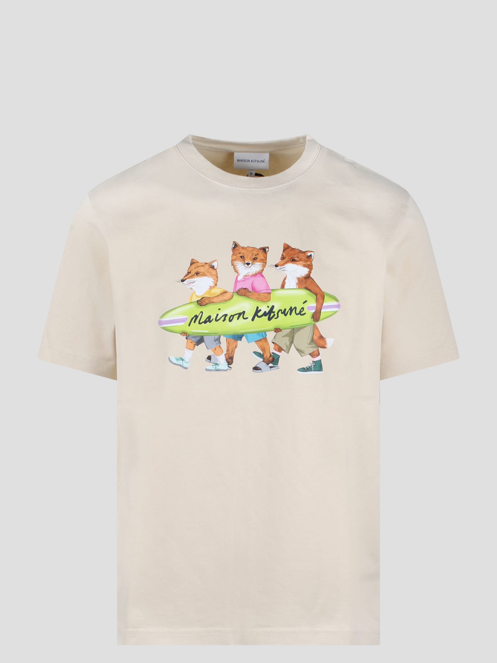 Maison Kitsuné Surfing Foxes T-shirt In Neutral