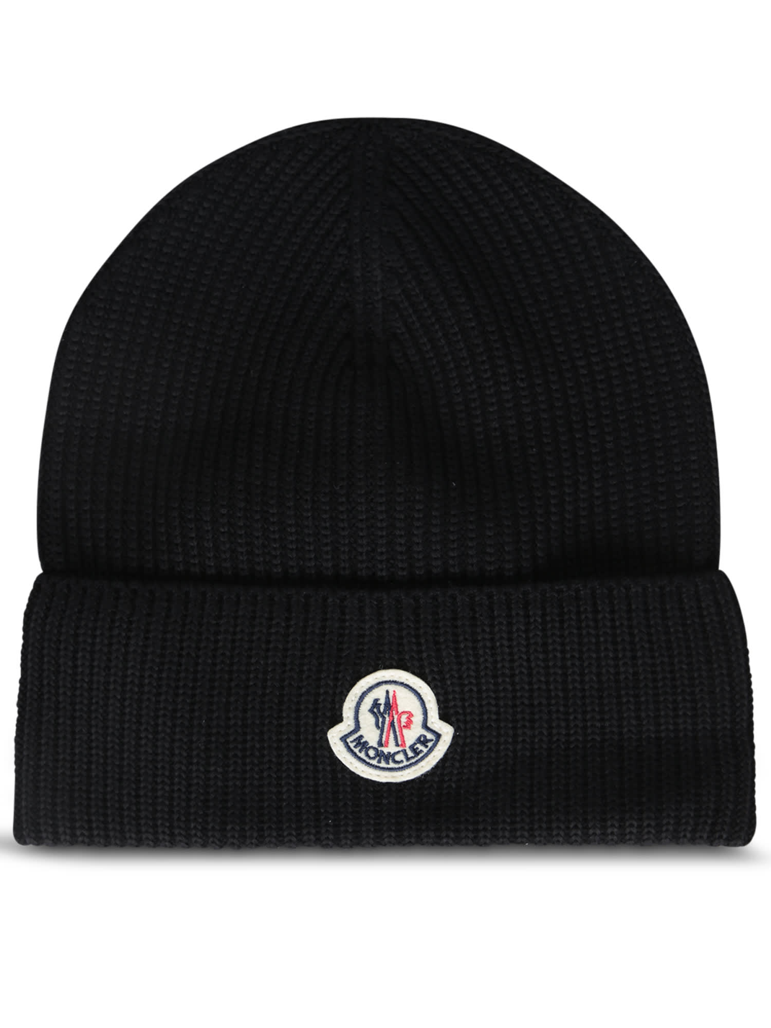 Moncler Logo Beanie In Nero