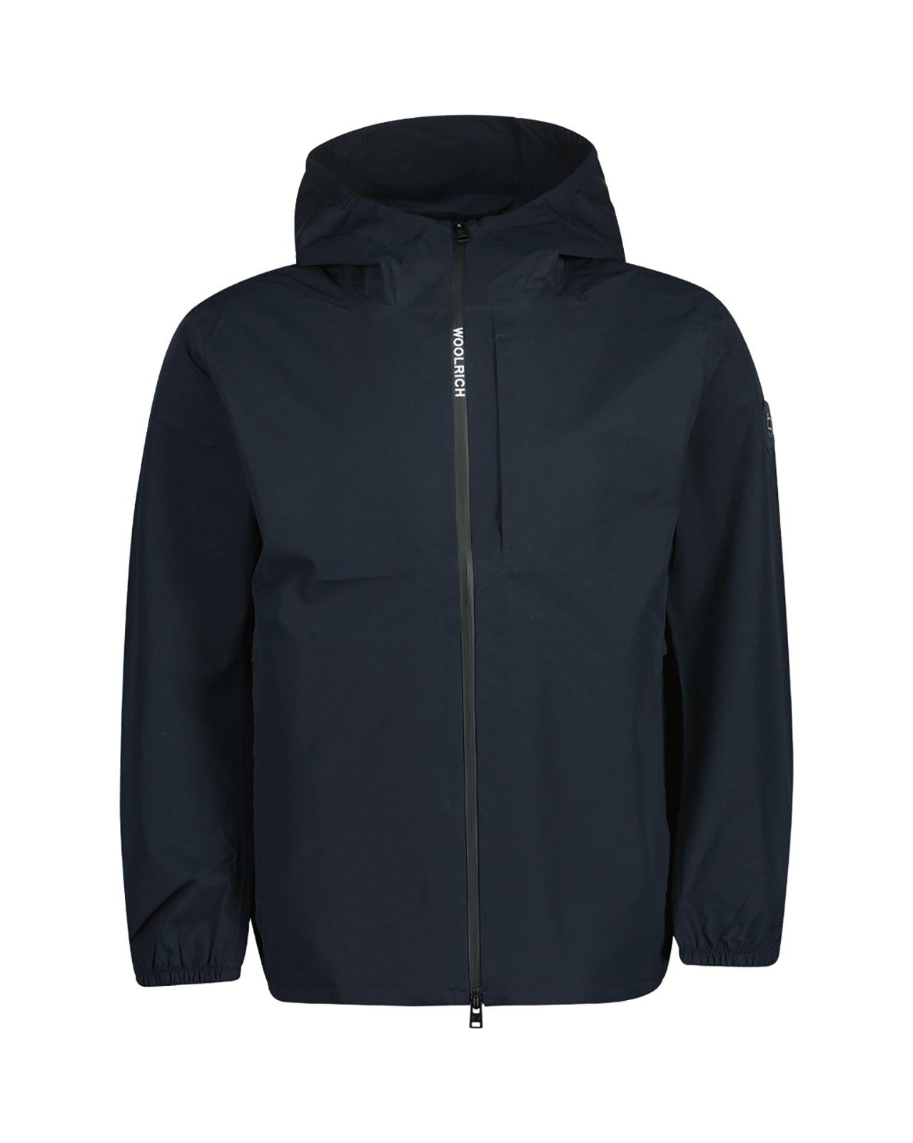 Shop Woolrich Logo-patch Hooded Zipped Jacket In Navy