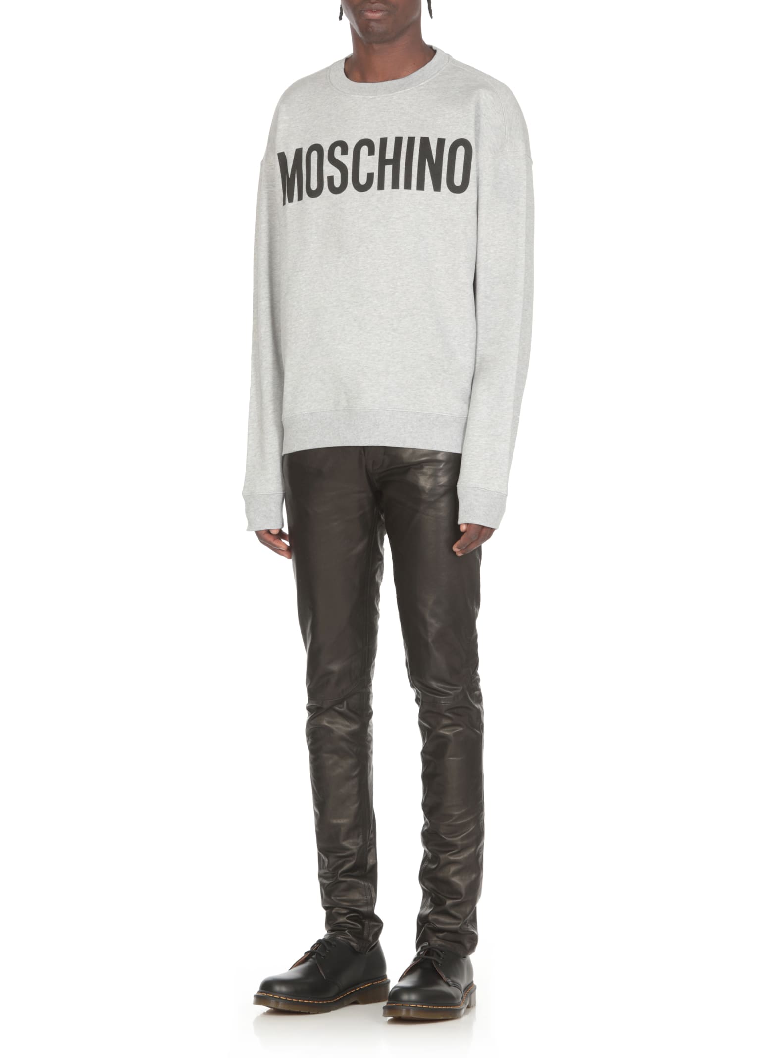 Shop Moschino Sweatshirt With Logo In Grey