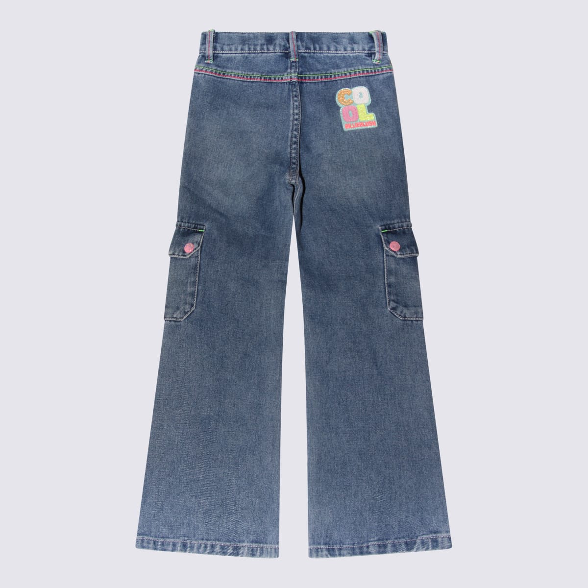 Shop Billieblush Blue Cotton Cargo Jeans In Double Stone+brossag