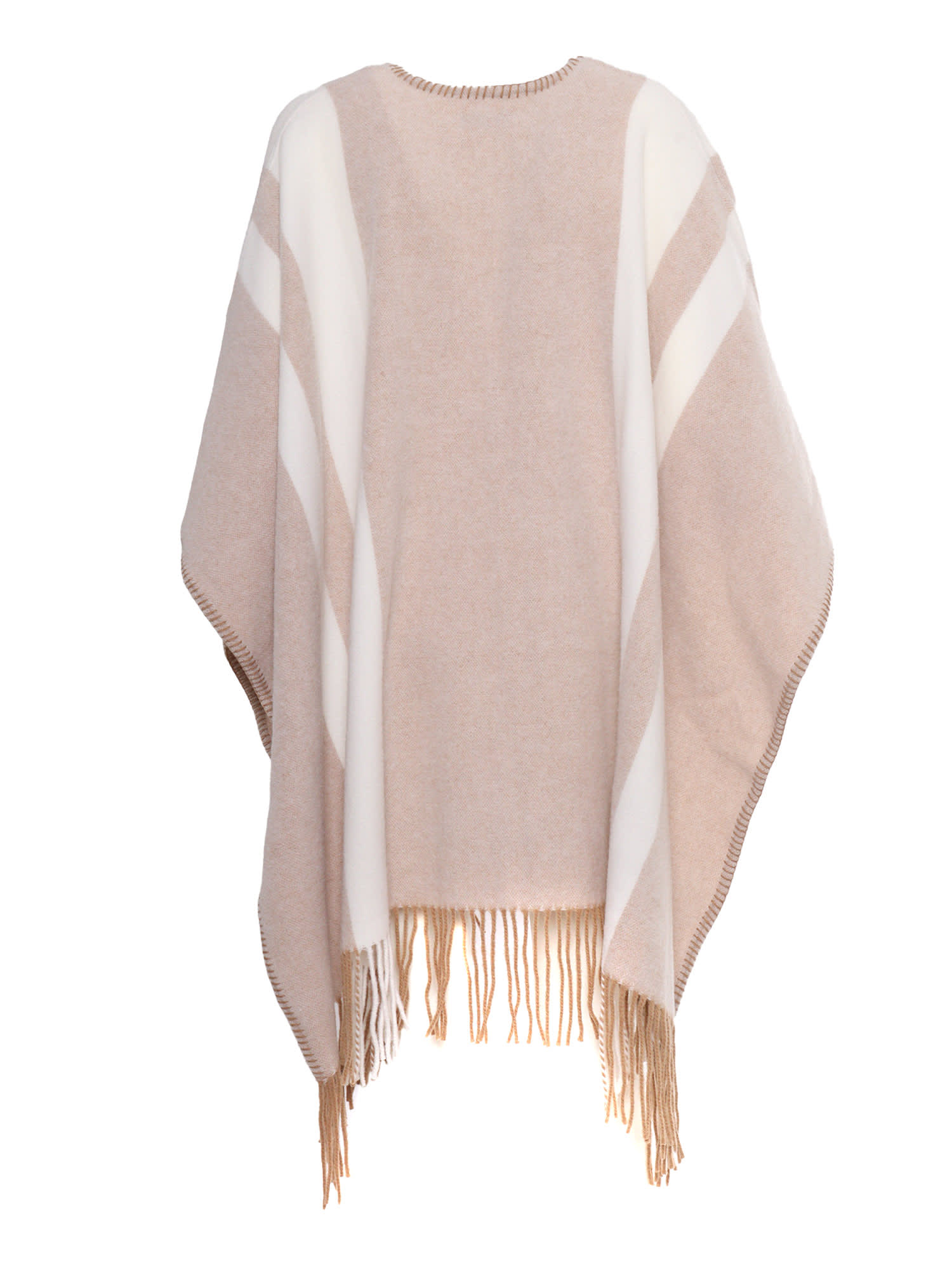 Shop Fay Two-tone Poncho With Hook In Multicolor