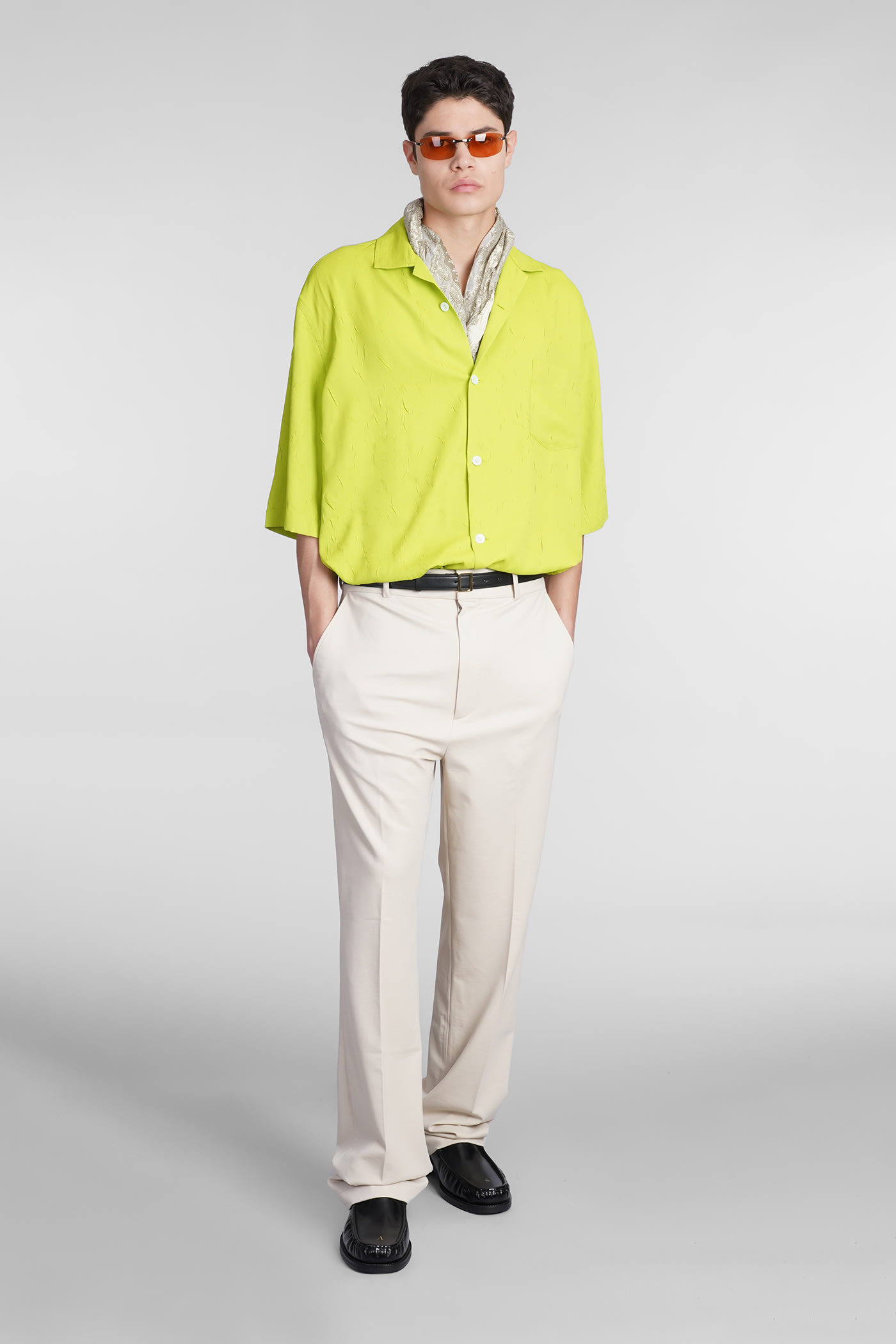 Shop Acne Studios Shirt In Green Polyester In Abe Lime Green