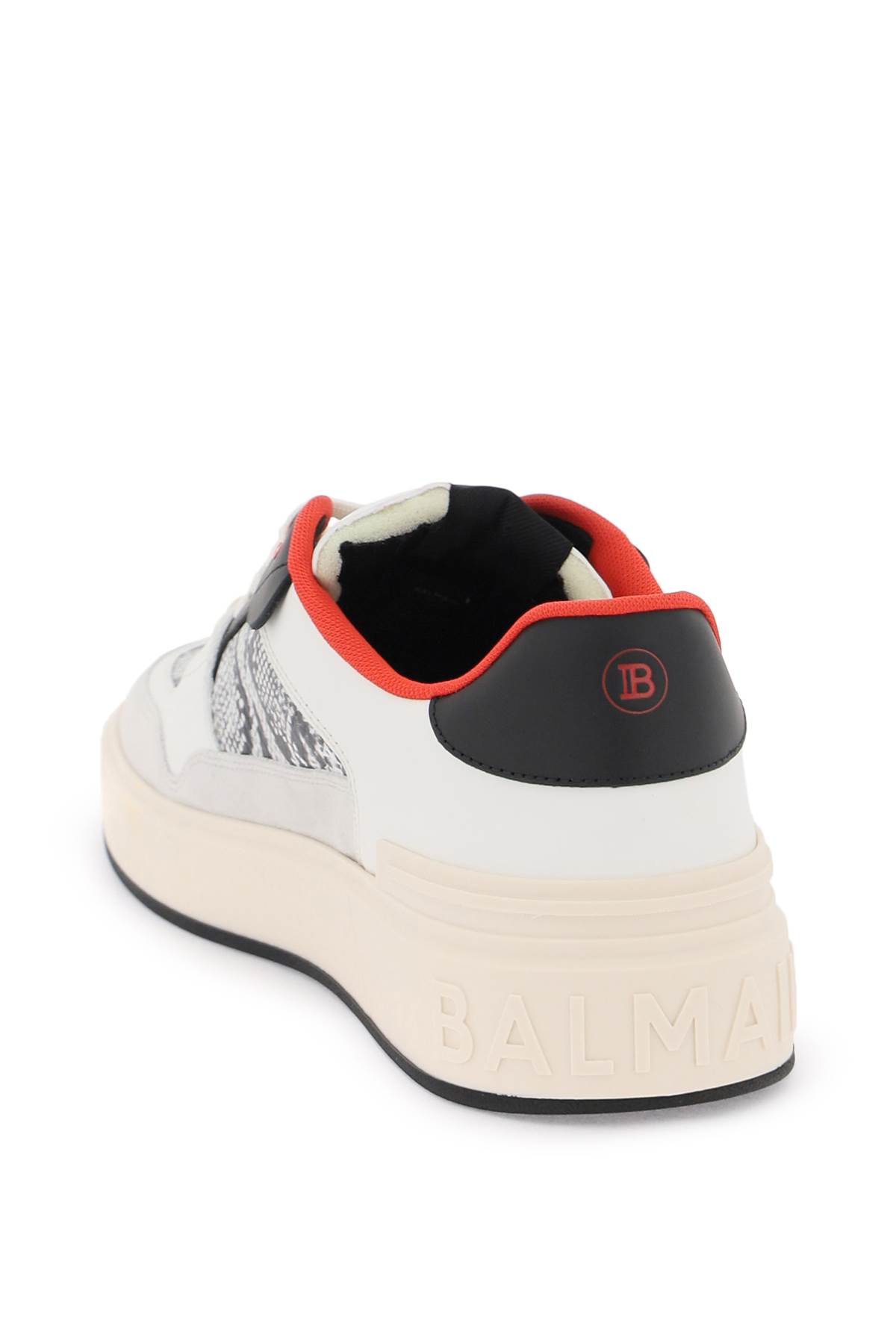 Shop Balmain B-court Flip Sneakers In Python-effect Leather