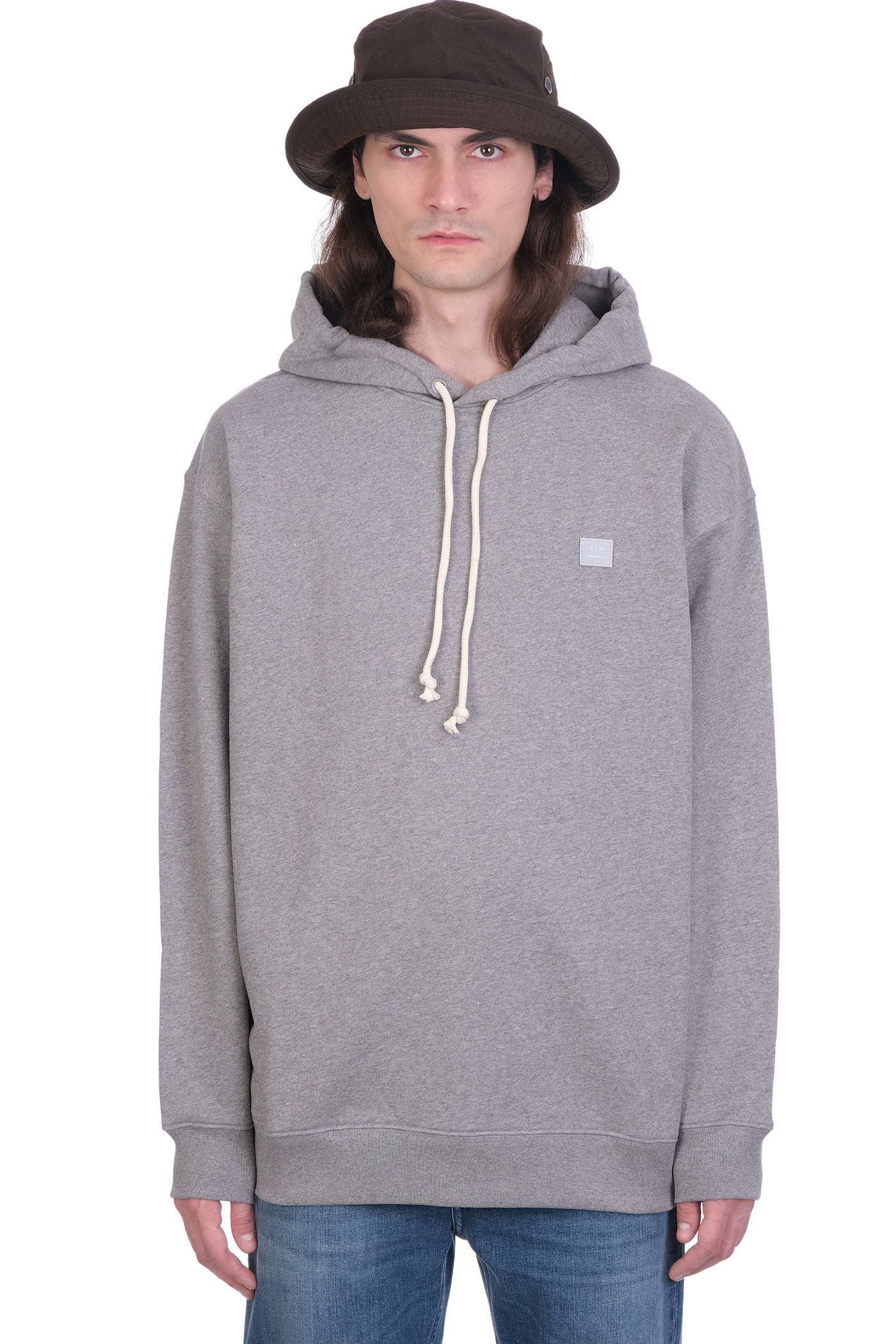 Acne Studios Ferrin Face Sweatshirt In Grey Cotton