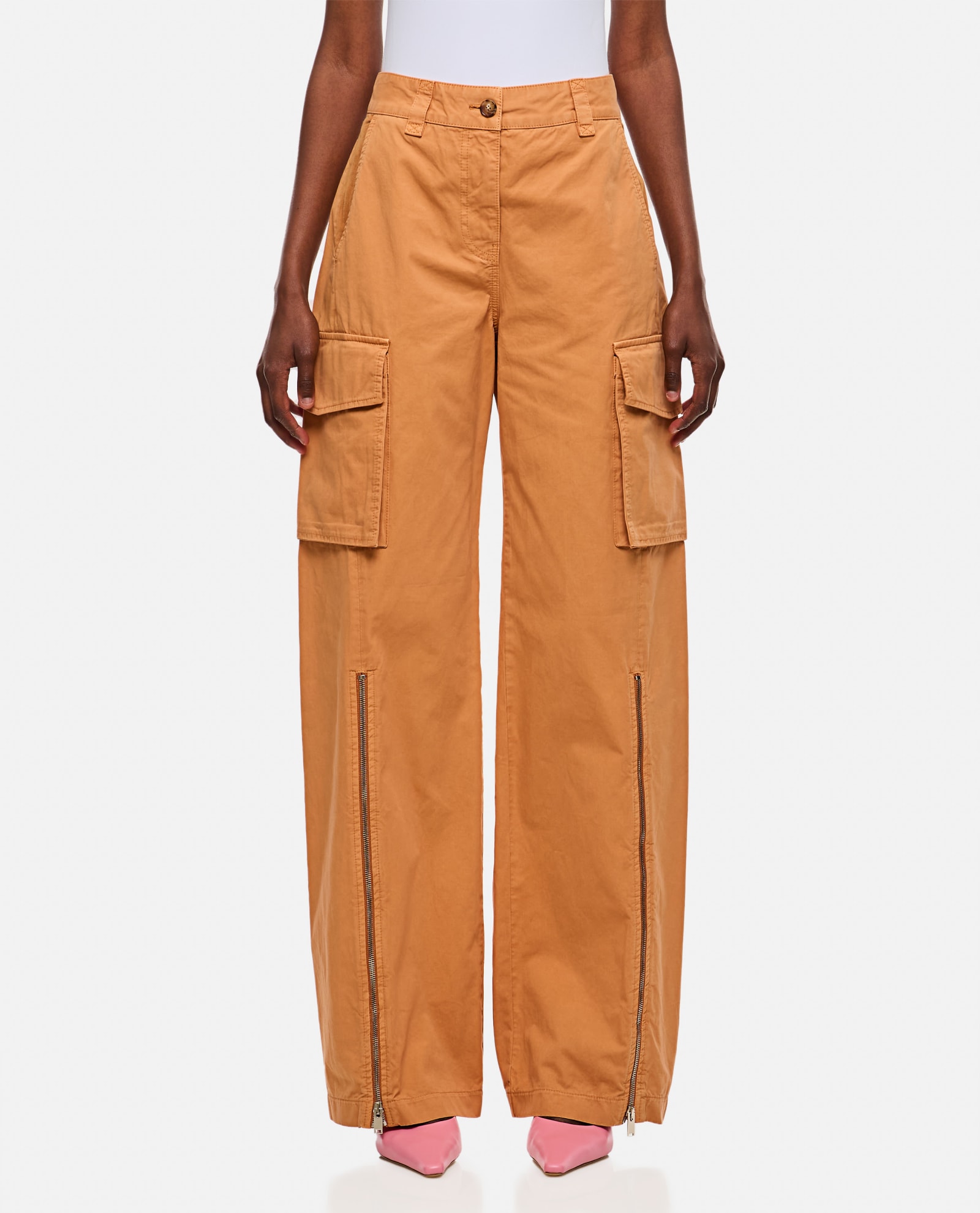 Shop Stella Mccartney Front Zip Cargo Pant In Beige