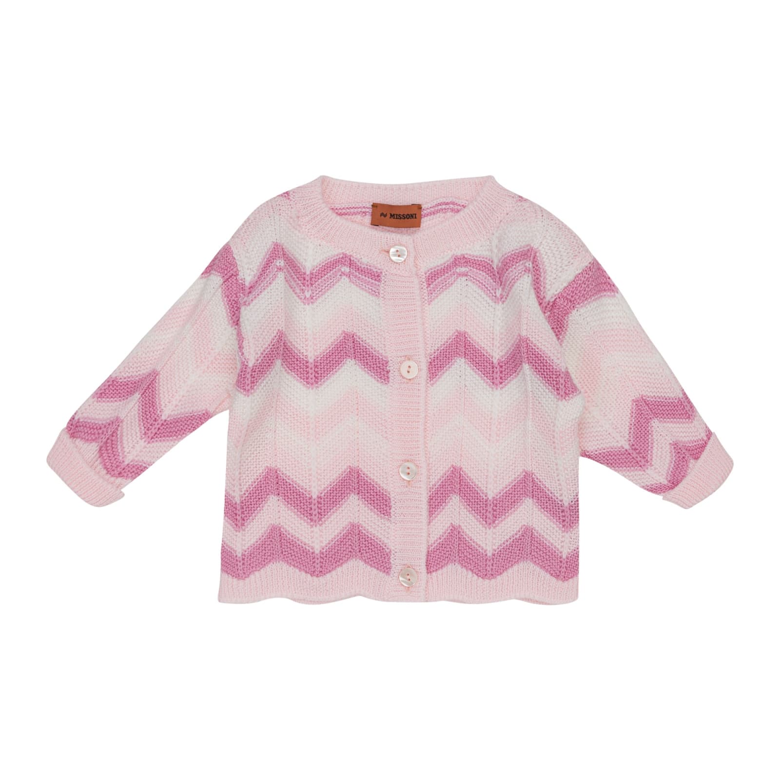Missoni Babies' Cardigan With Zigzag Pattern In Multicolor