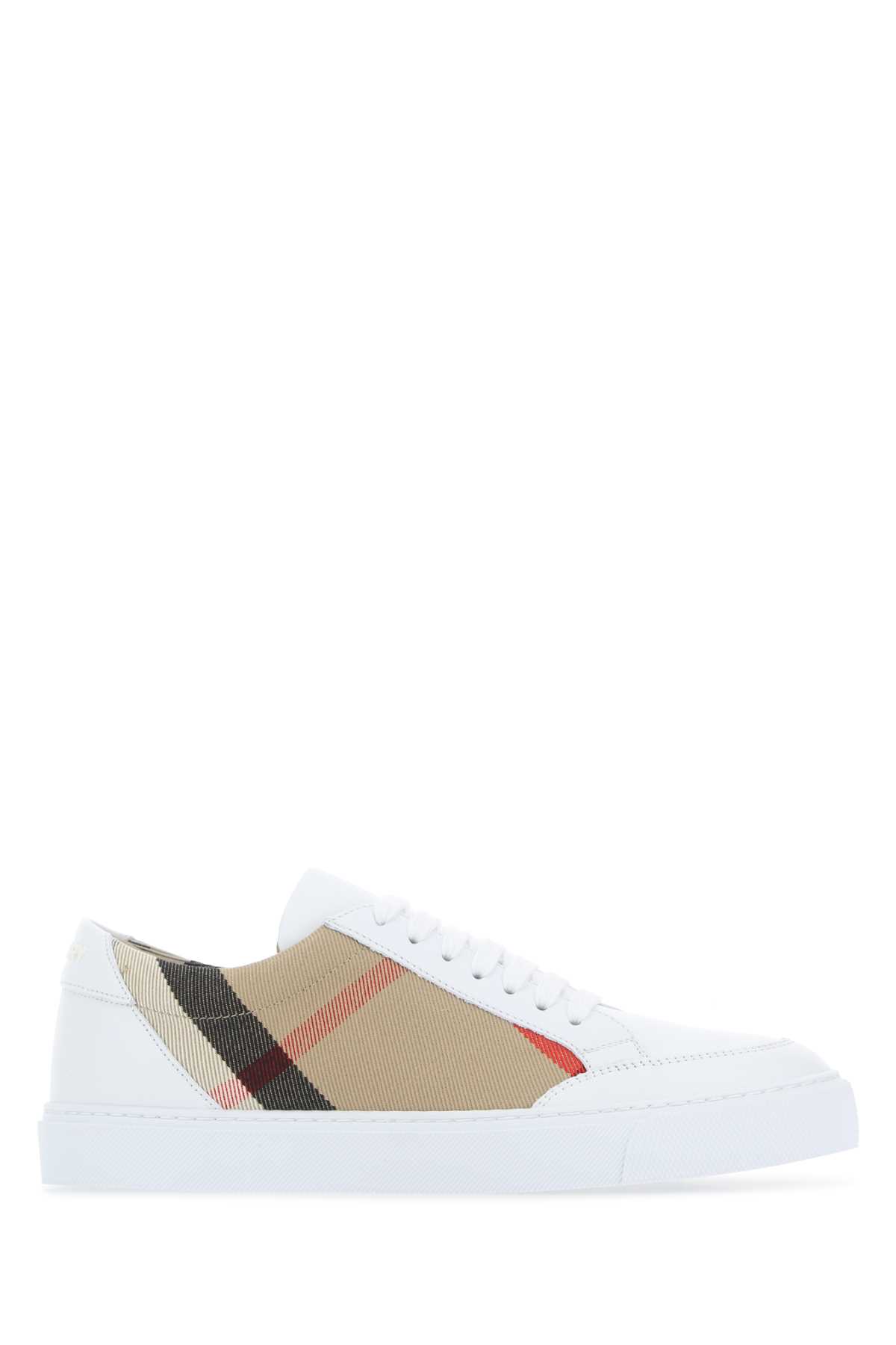 Shop Burberry Multicolor Leather And Fabric Sneakers In A1462