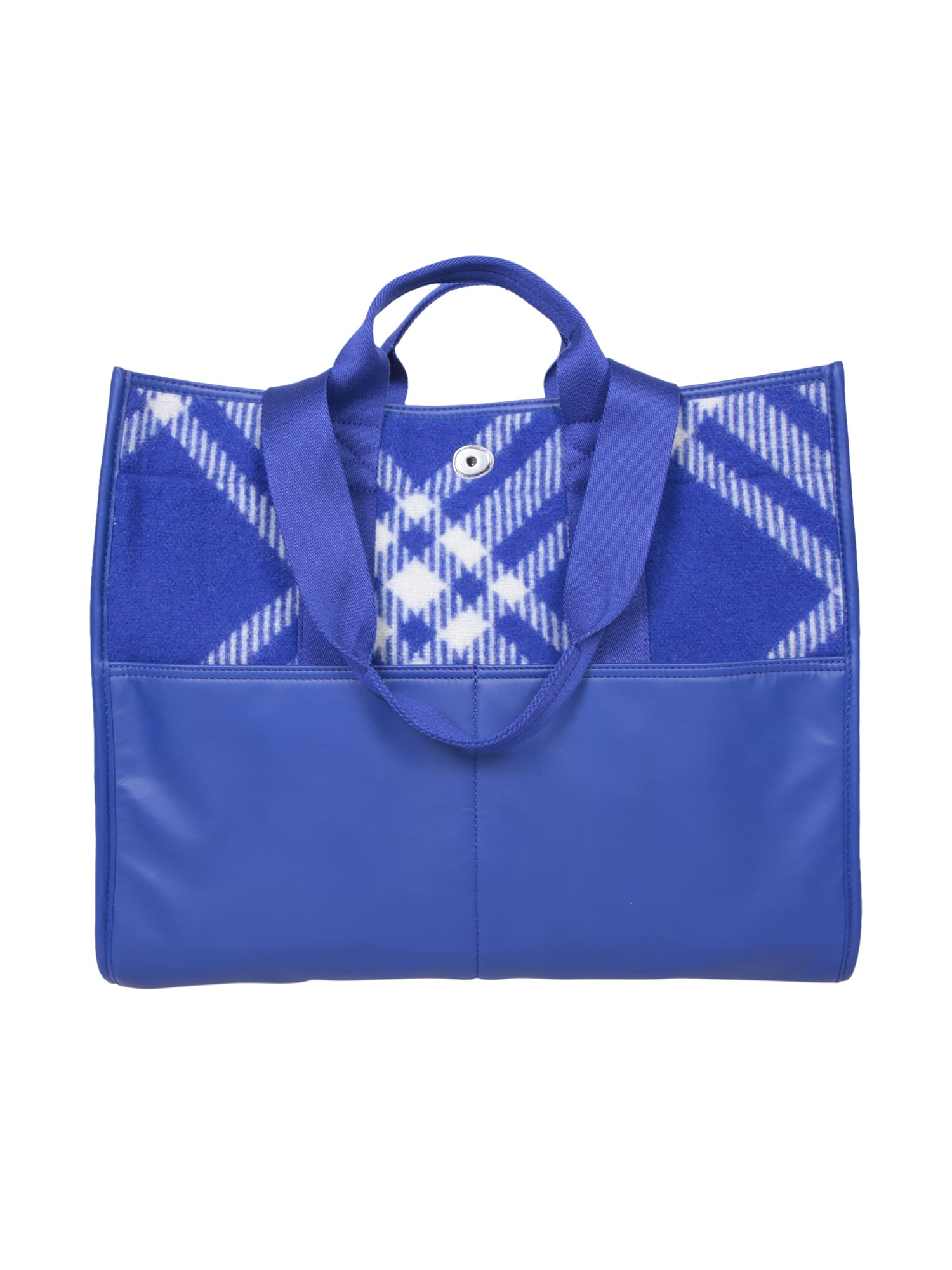 Burberry Blue Shopper With Check Motif In Blue