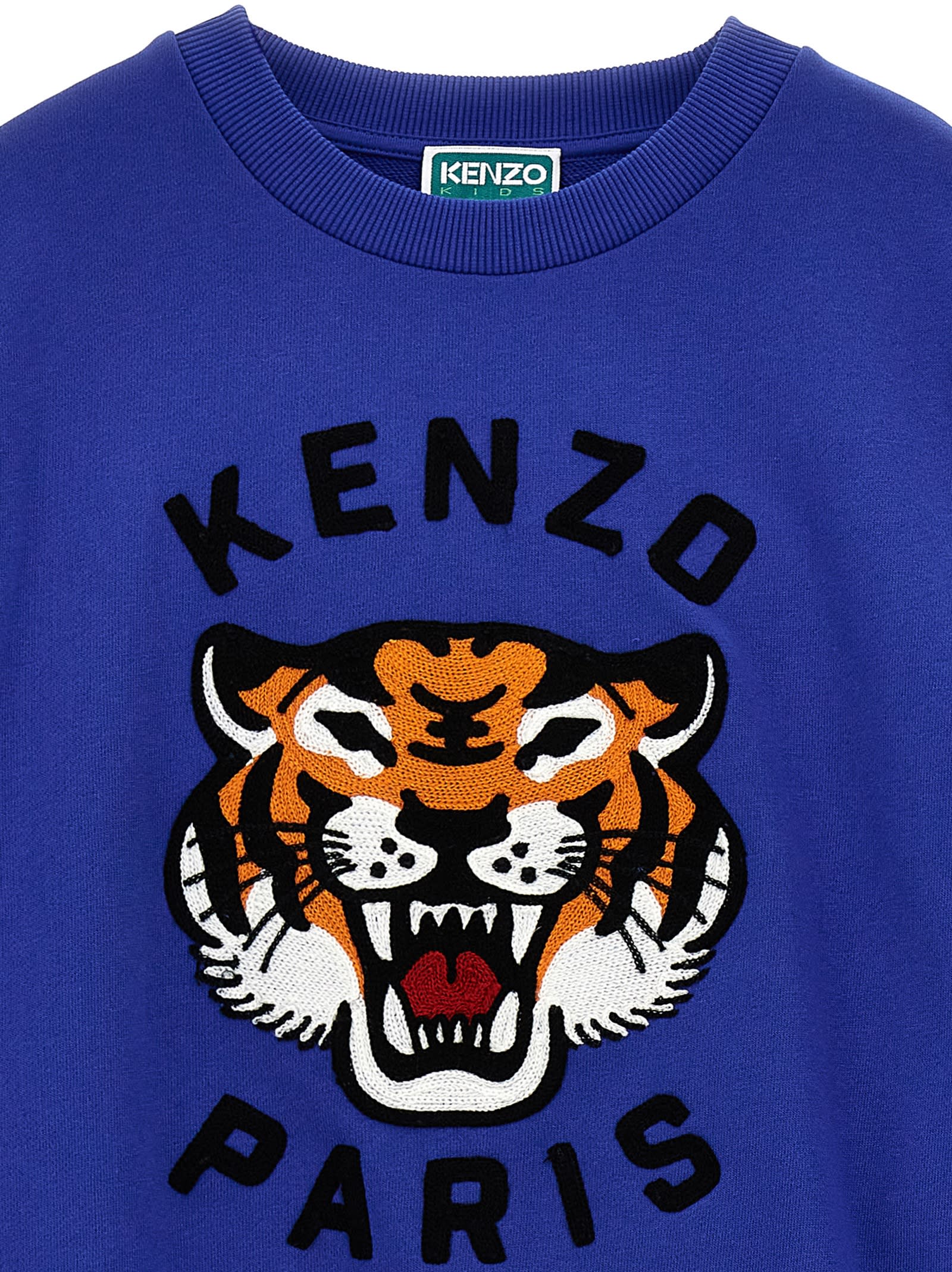Kenzo Kids Logo Embroidery Sweatshirt In Blue