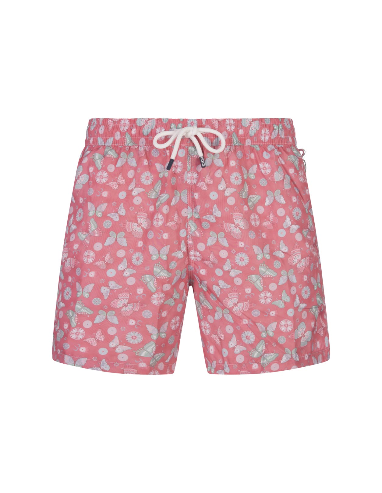 Shop Fedeli Pink Swim Shorts With Butterfly Print