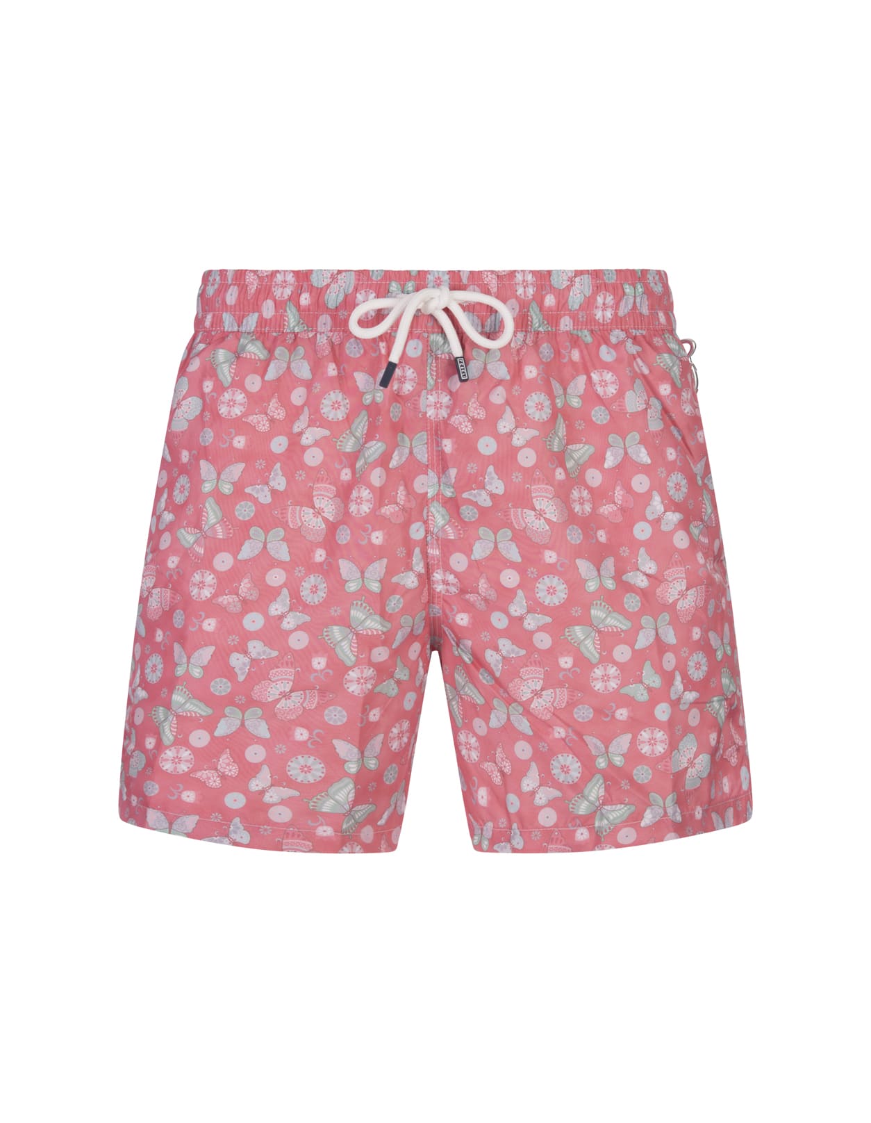 Pink Swim Shorts With Butterfly Print