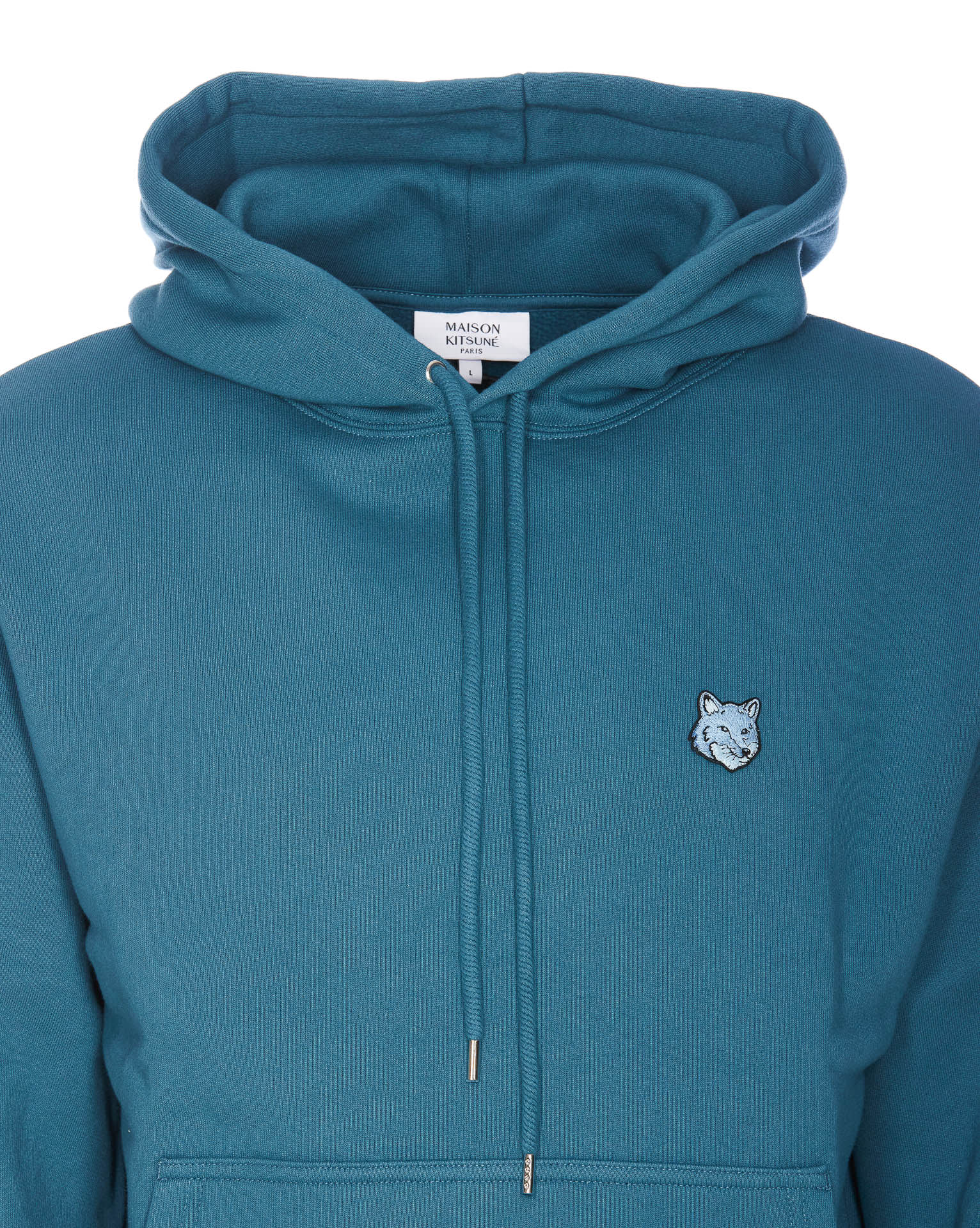 Shop Maison Kitsuné Bold Fox Head Patch Hoodie In Blue